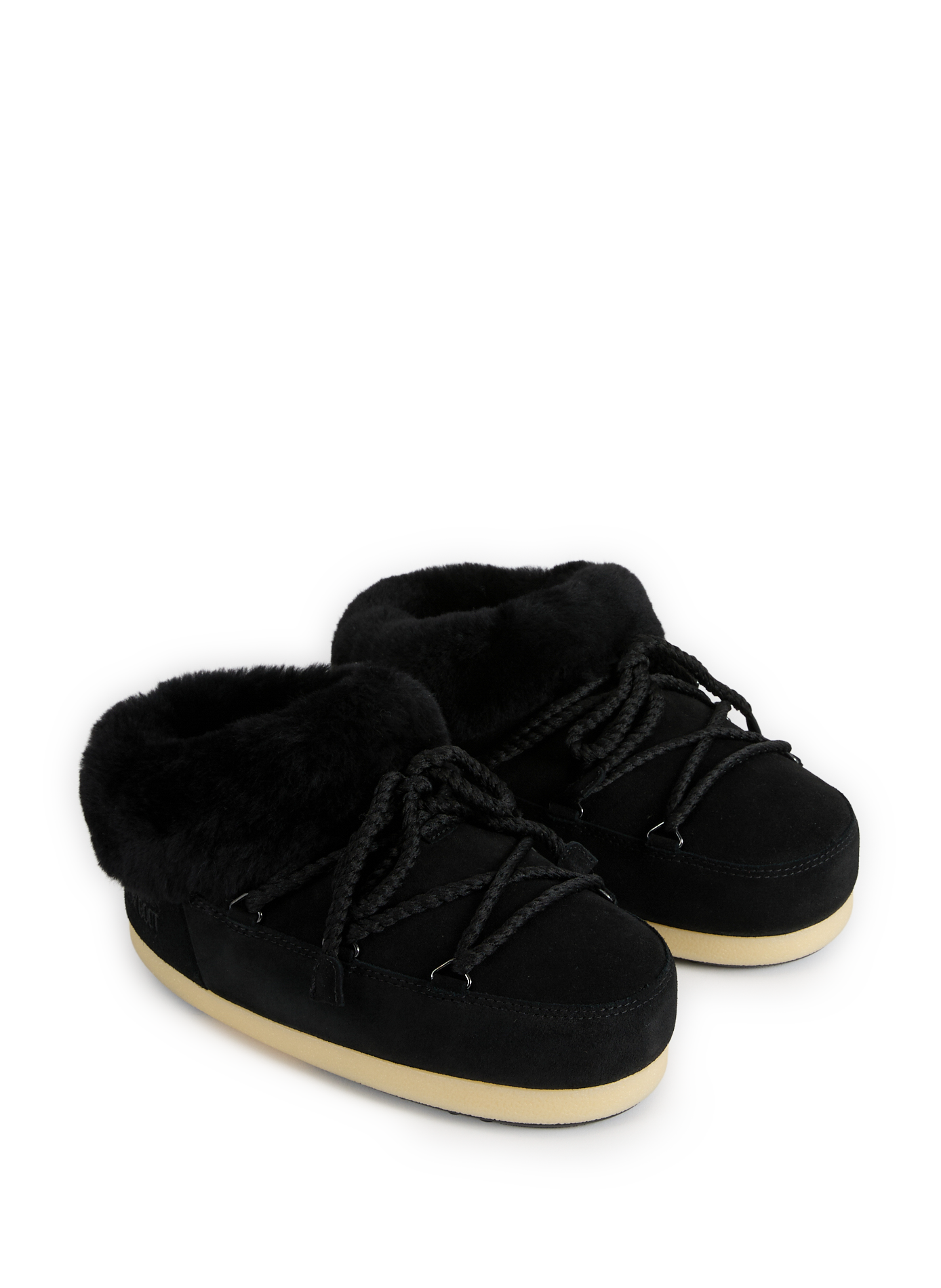 Lace-up leather mules MOON BOOT Black