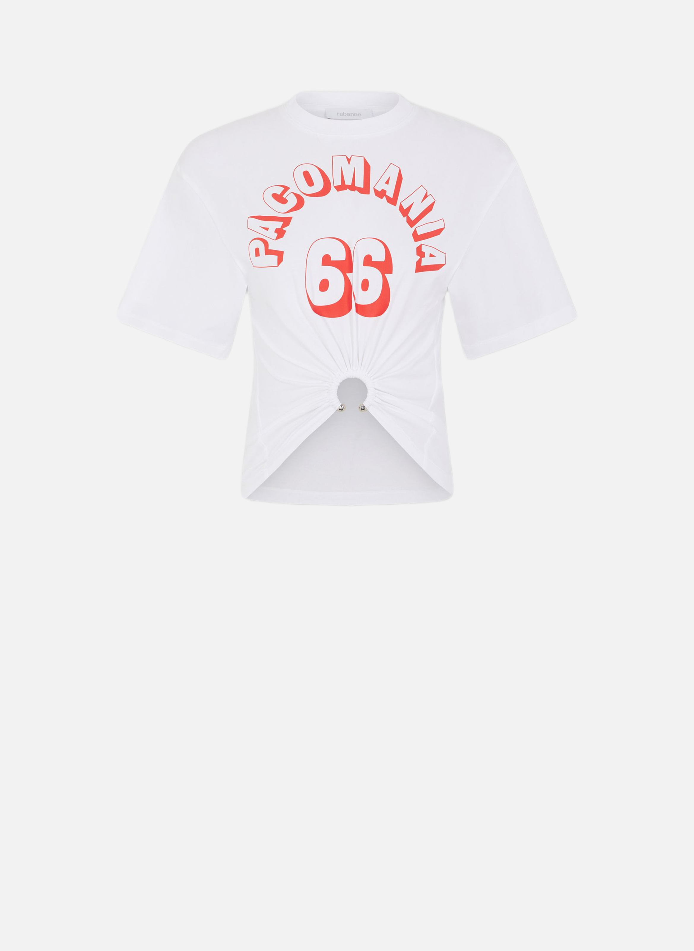 T-shirt piercing en coton imprimé RABANNE Blanc