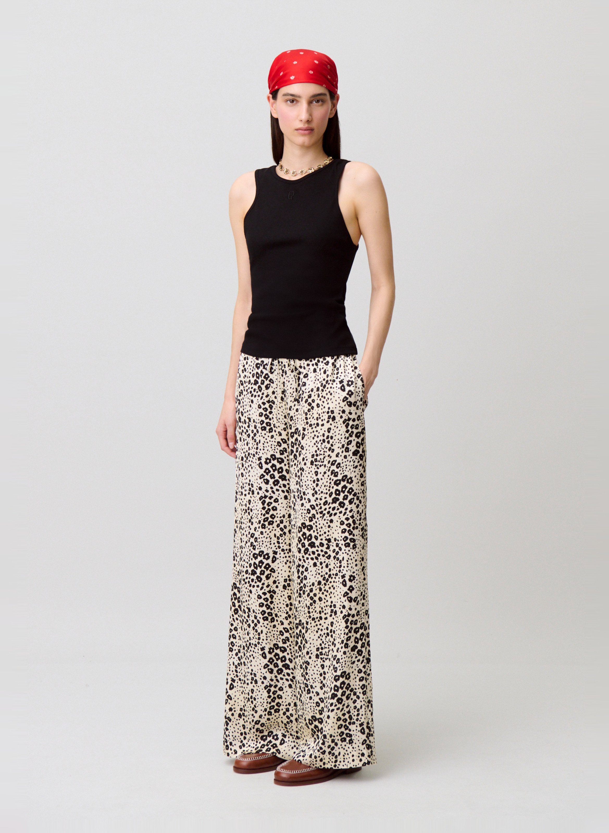 Pantalon large imprimé Multicolore