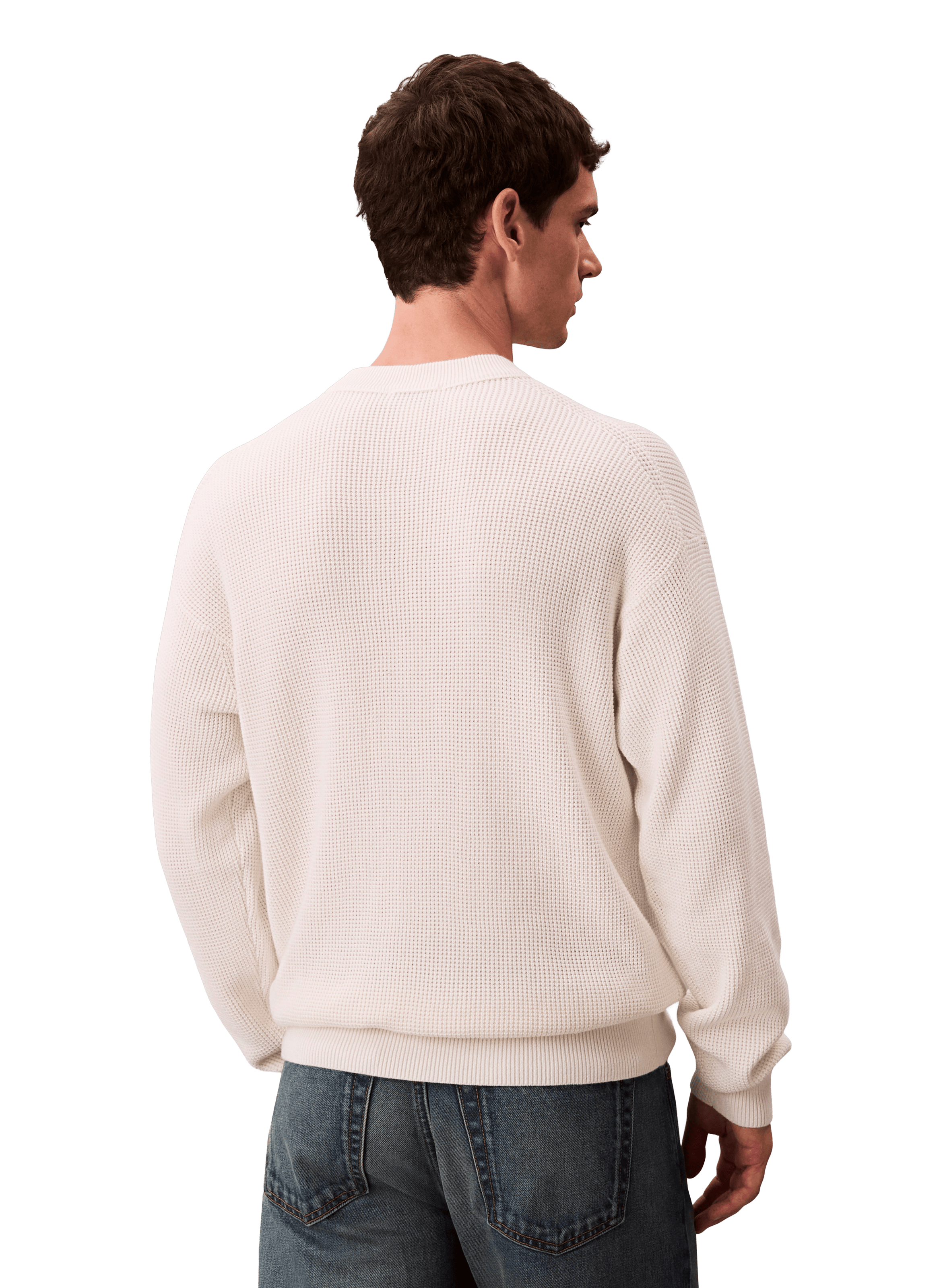 Straight round neck cotton sweater CALVIN KLEIN Beige