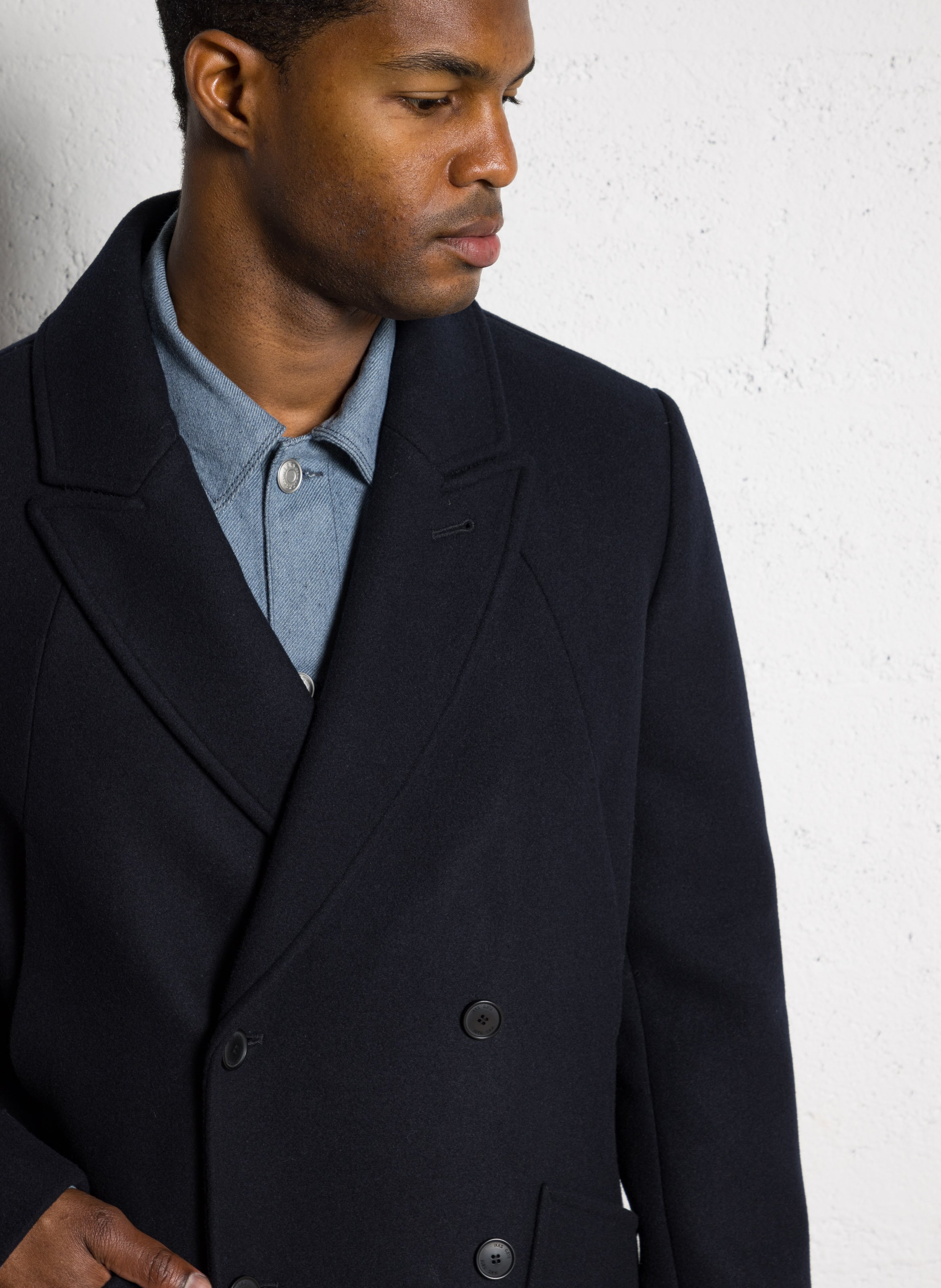 Manteau col tailleur en laine mélangée IKKS Bleu