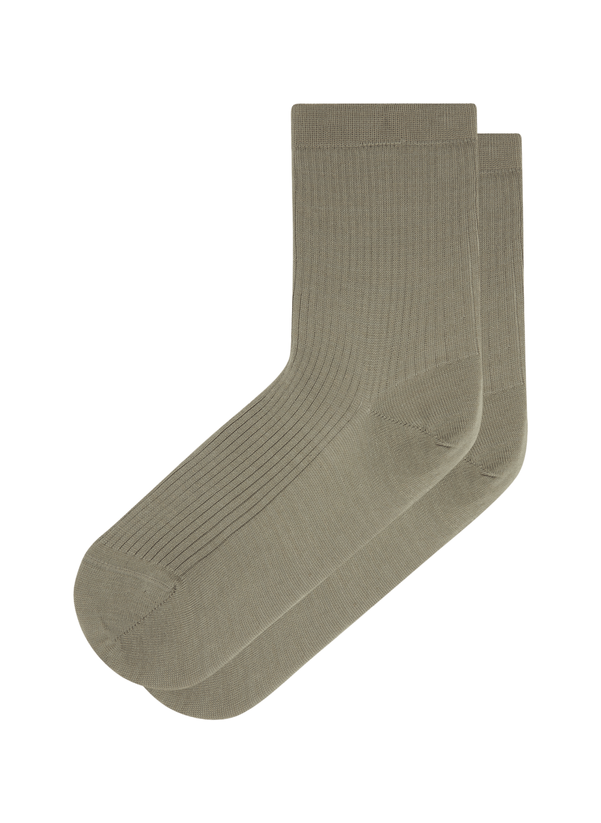 Chaussettes mi-hautes Côtes Fil d'Ecosse en coton mélangé LE BOURGET Kaki