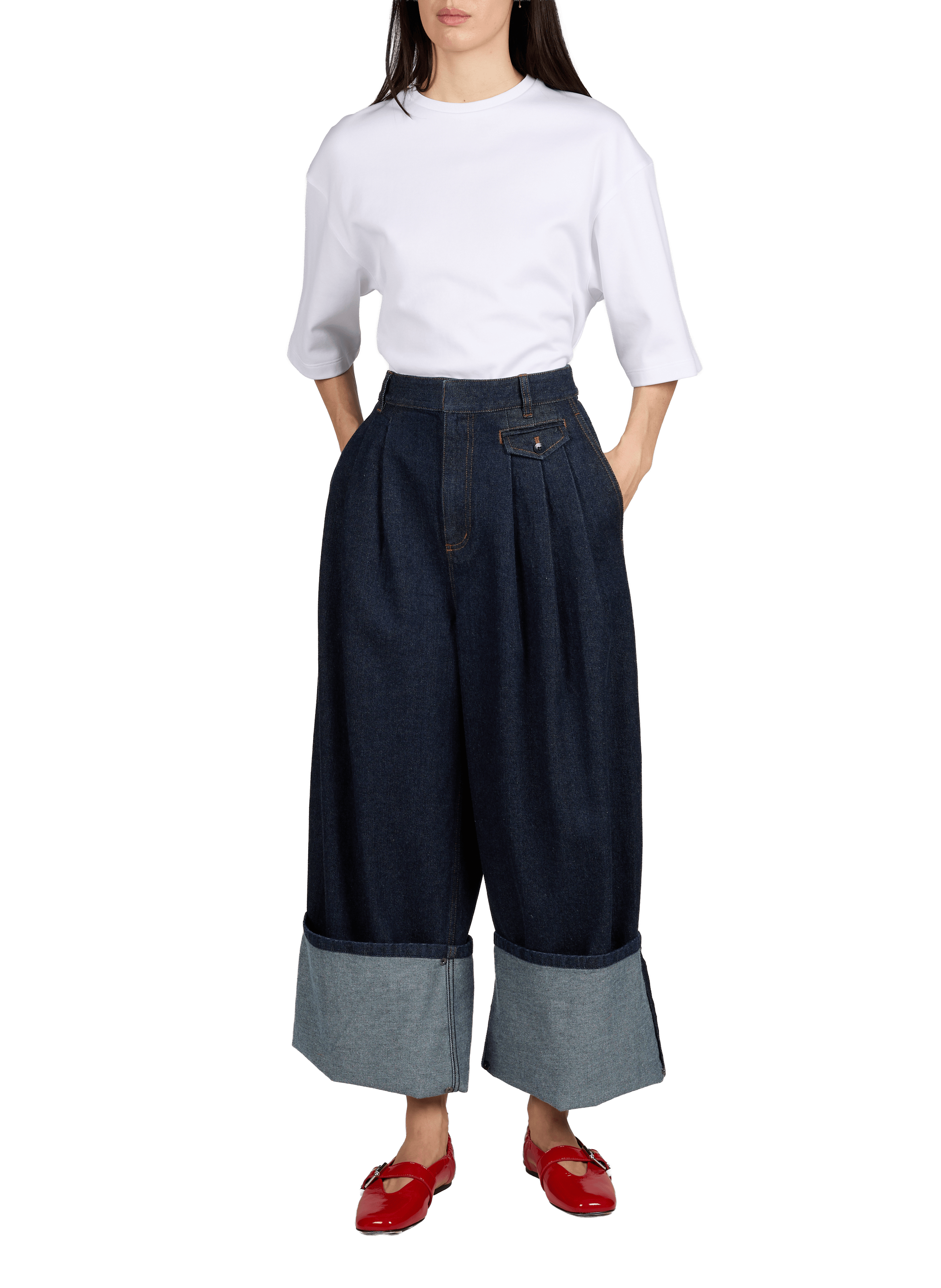 Wide cotton jeans TIBI Blue