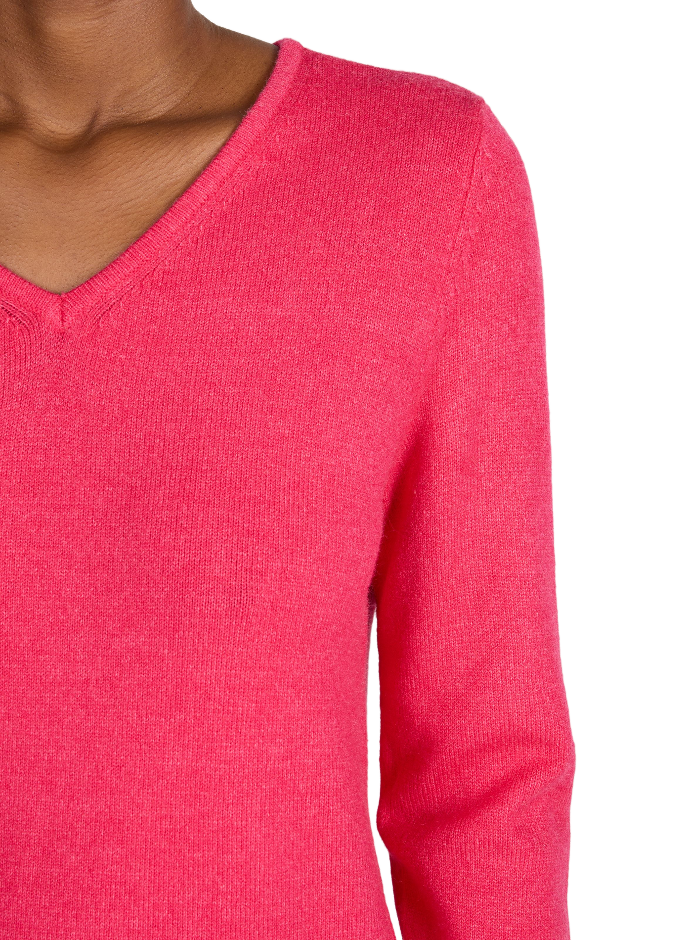 Ribbed V-neck sweater VILA Pink