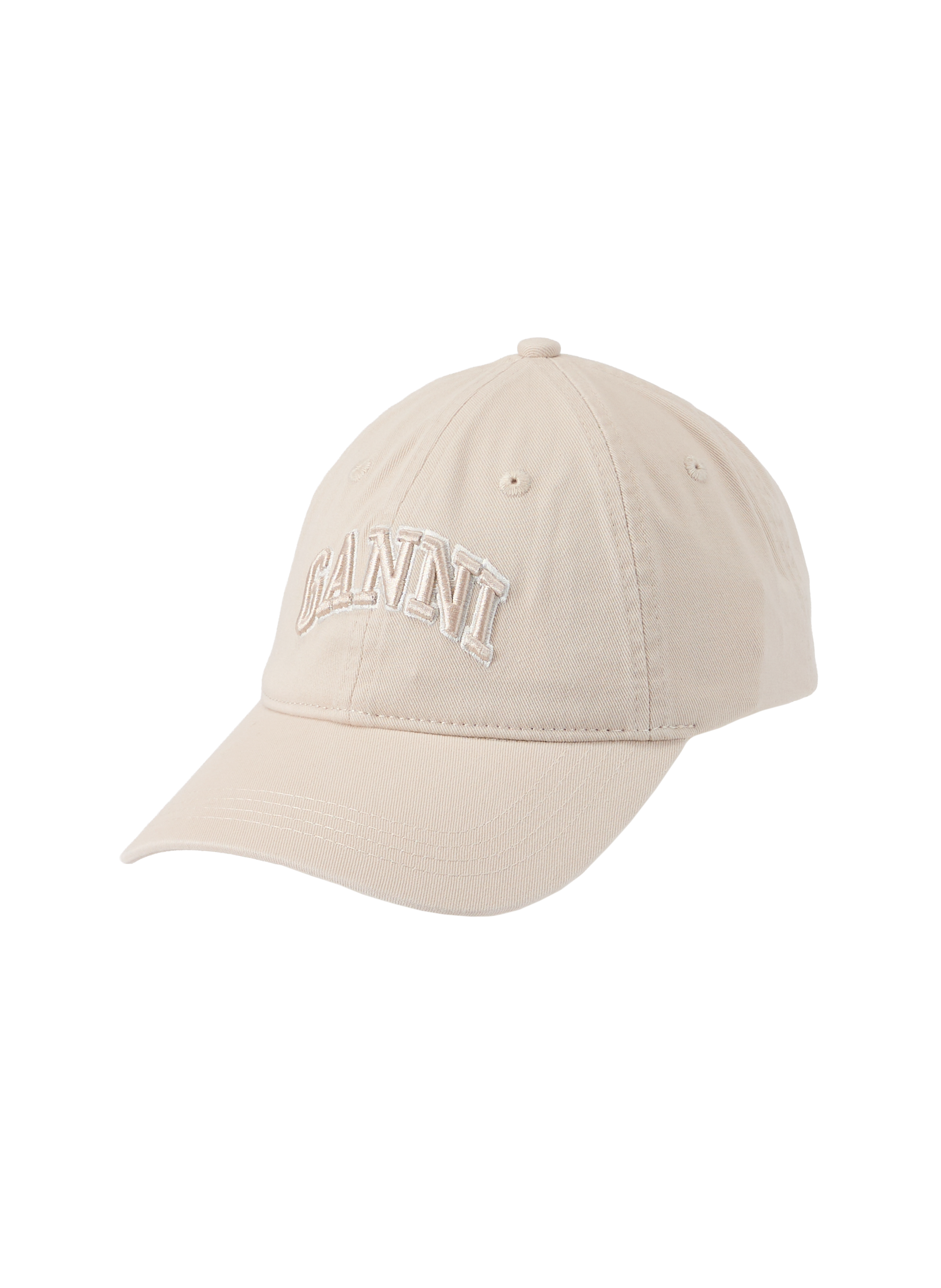 Embroidered brand cotton cap GANNI Beige