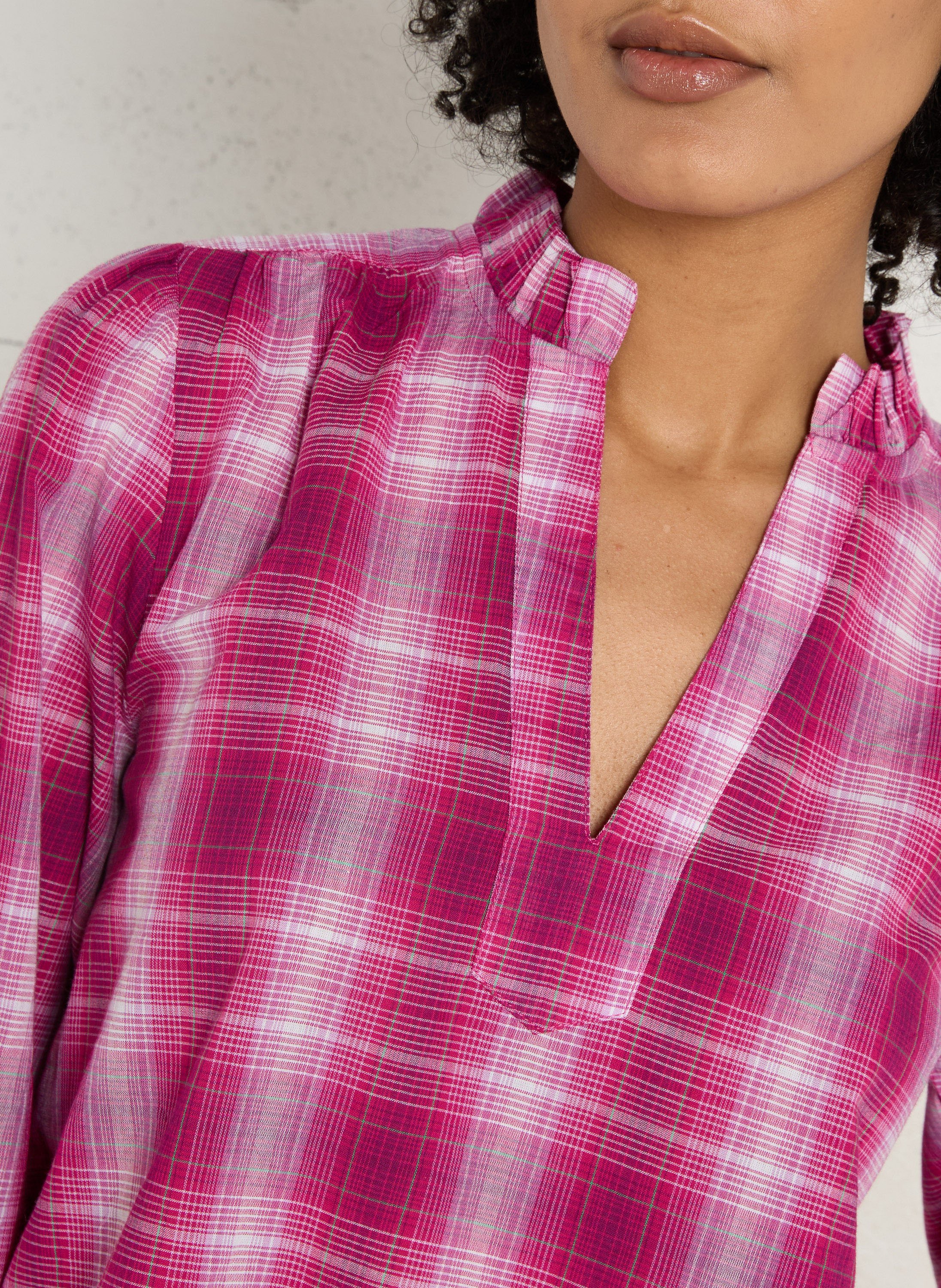 Blouse col tunisien en coton dina MAISON 123 Violet