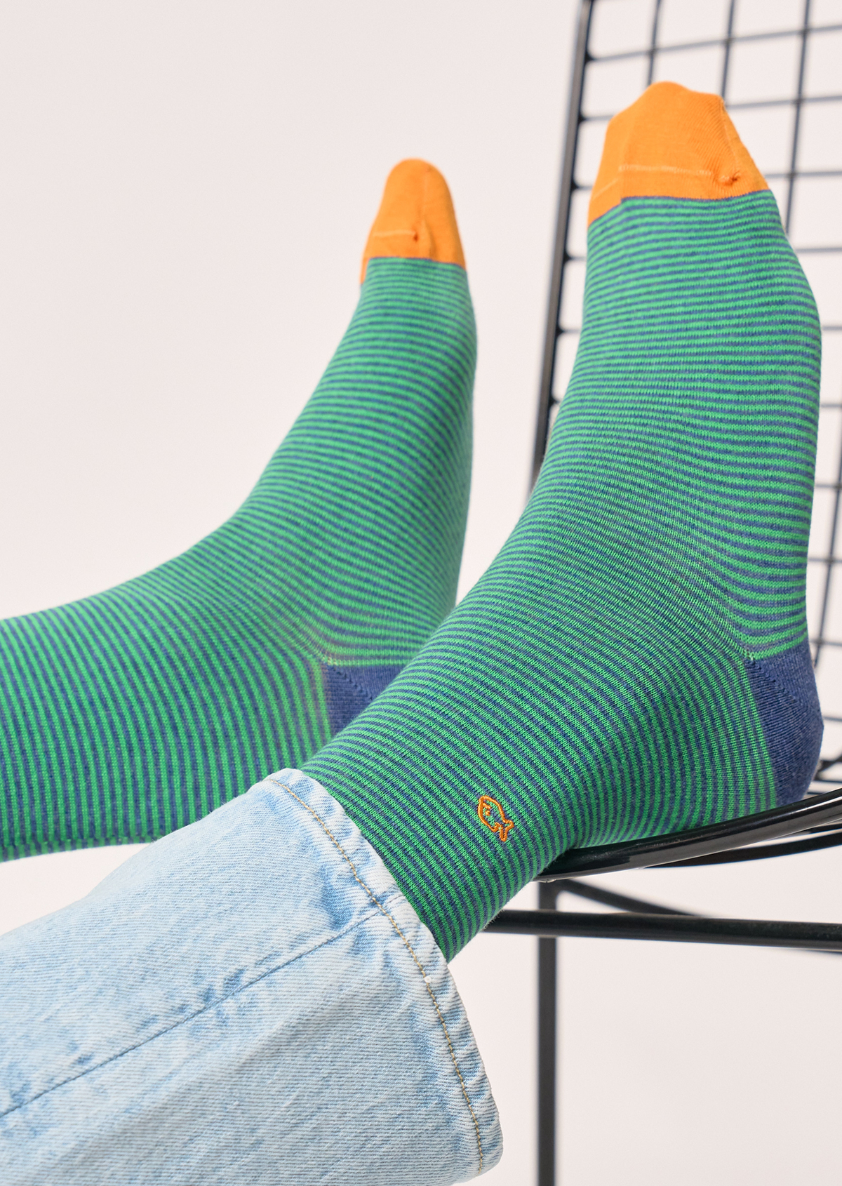 Chaussettes en coton peigné rayées BILLYBELT Vert