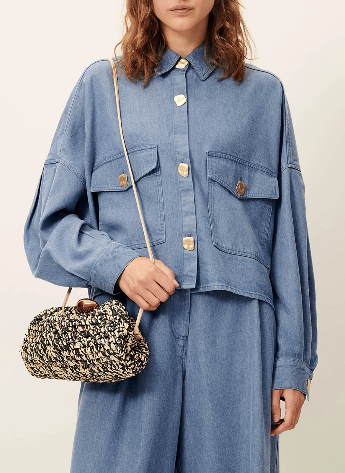 Clutch en cuir luna clutch SESSUN Beige