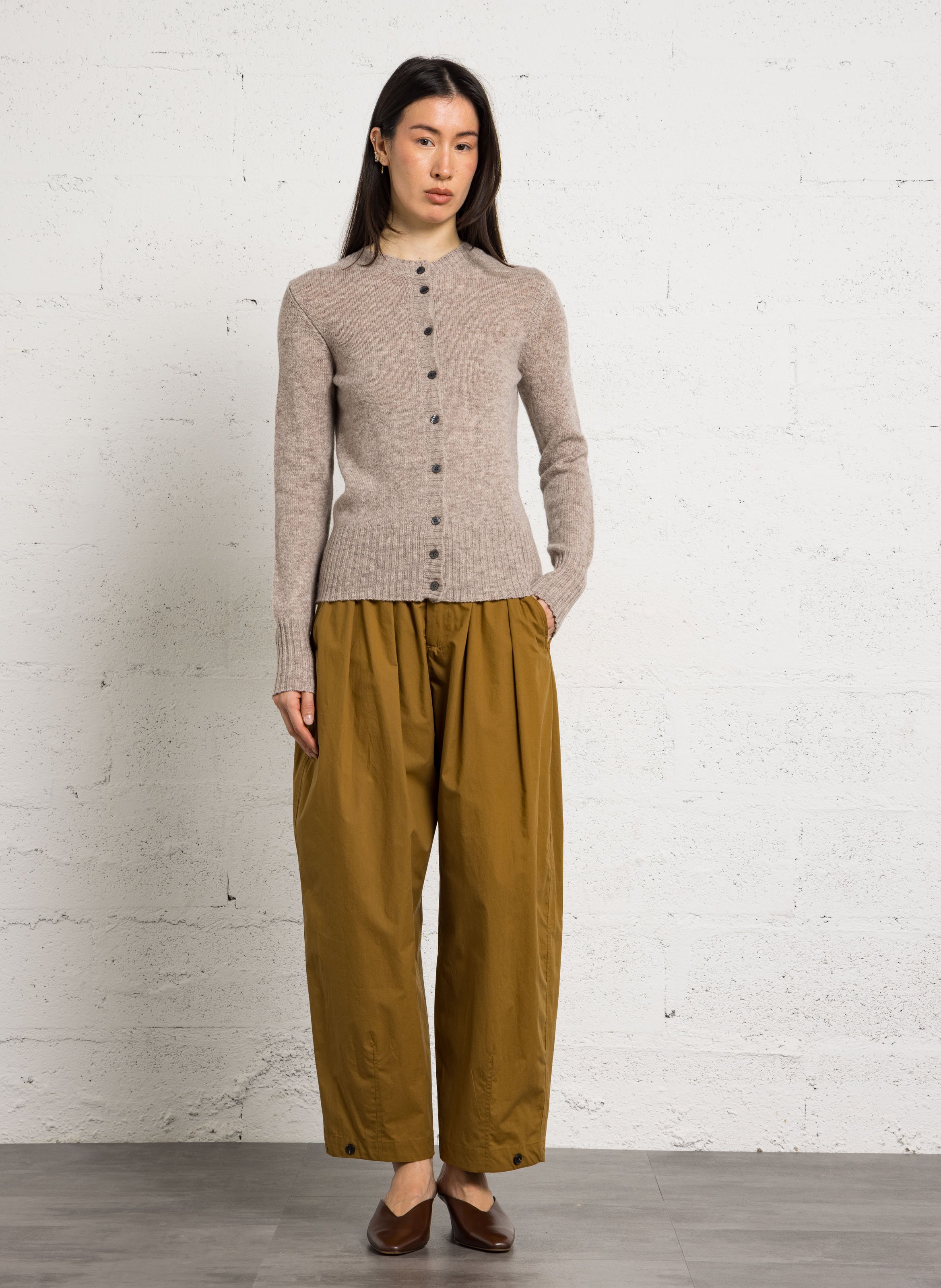 Pantalon large taille haute en coton recyclé vernon SOEUR Marron