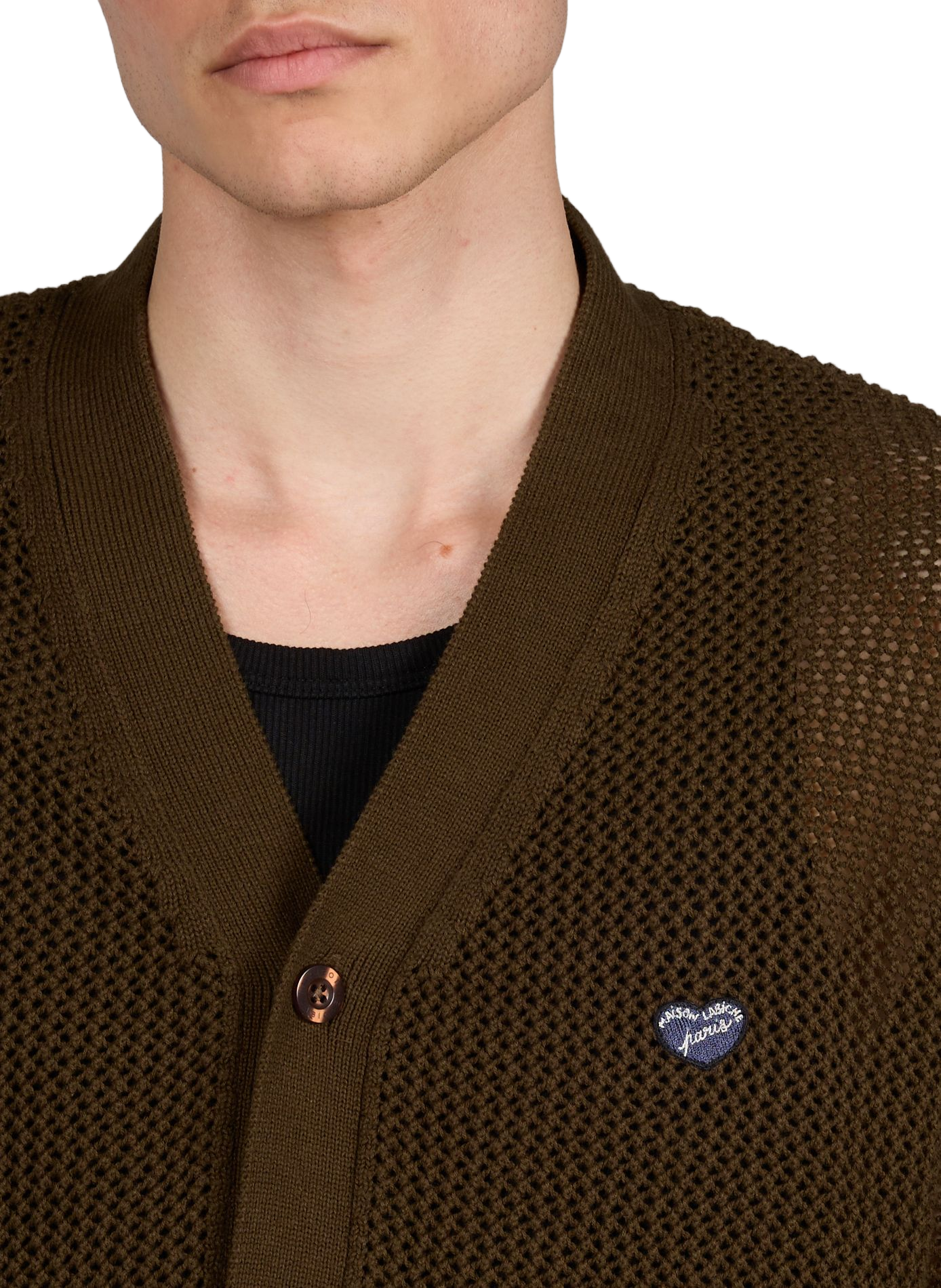 Cardigan Lhomme avec patch coeur MAISON LABICHE Marron