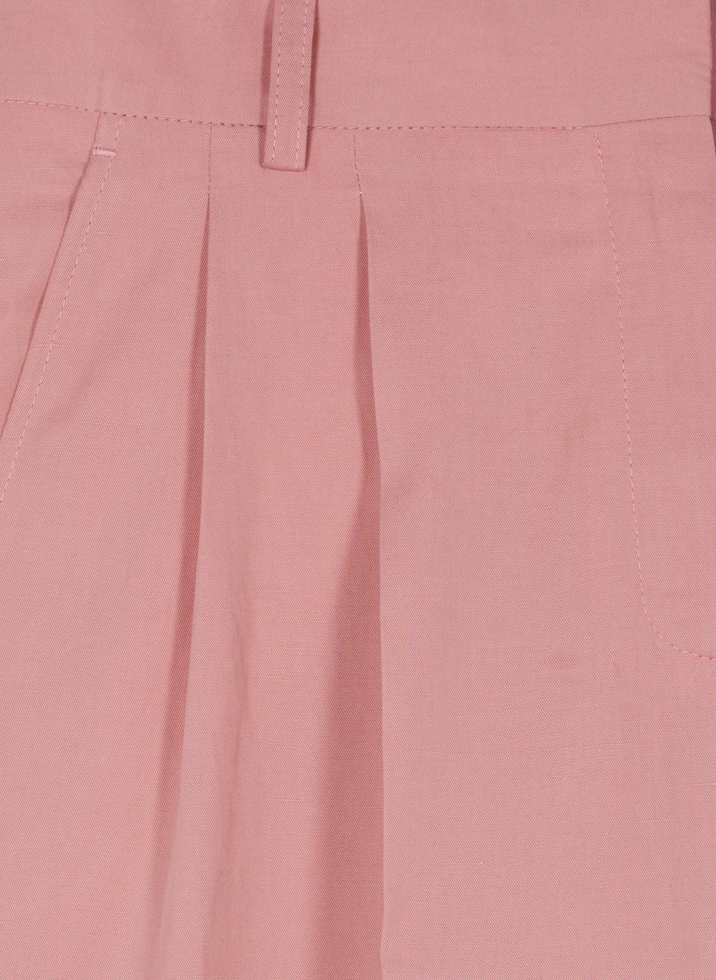 Pantalon de tailleur à pinces large en lin et coton THE KOOPLES Rose