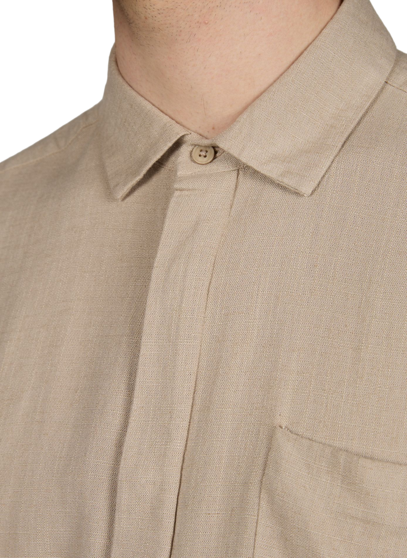 Straight-cut cotton shirt with classic collar KNOWLEDGE COTTON Grey