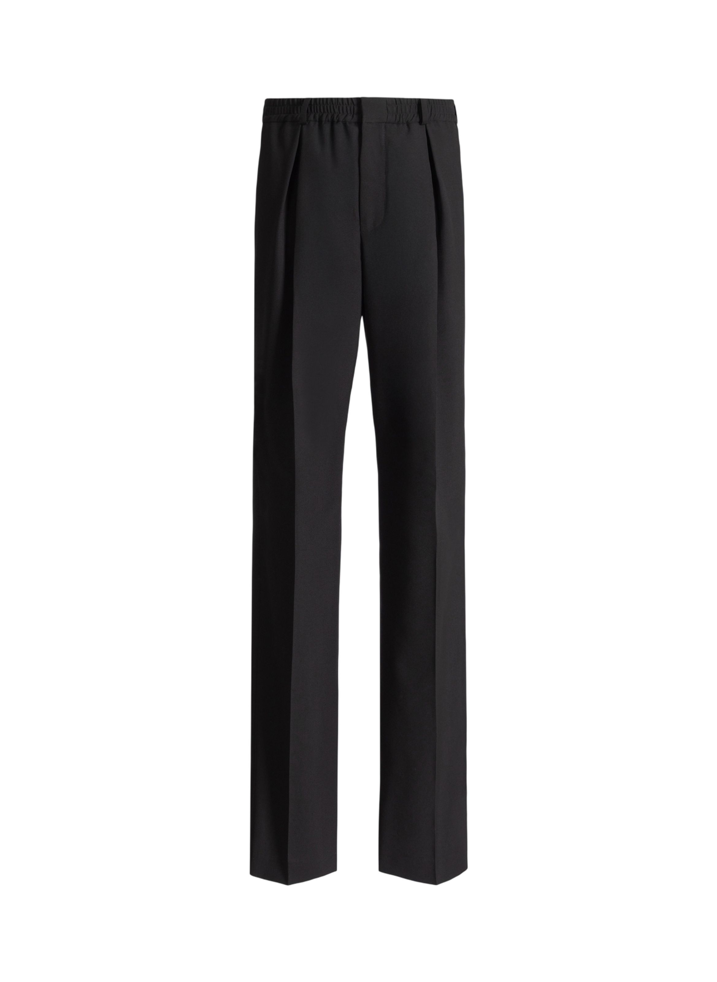 Pantalon à ceinture élastique en laine BALMAIN Noir