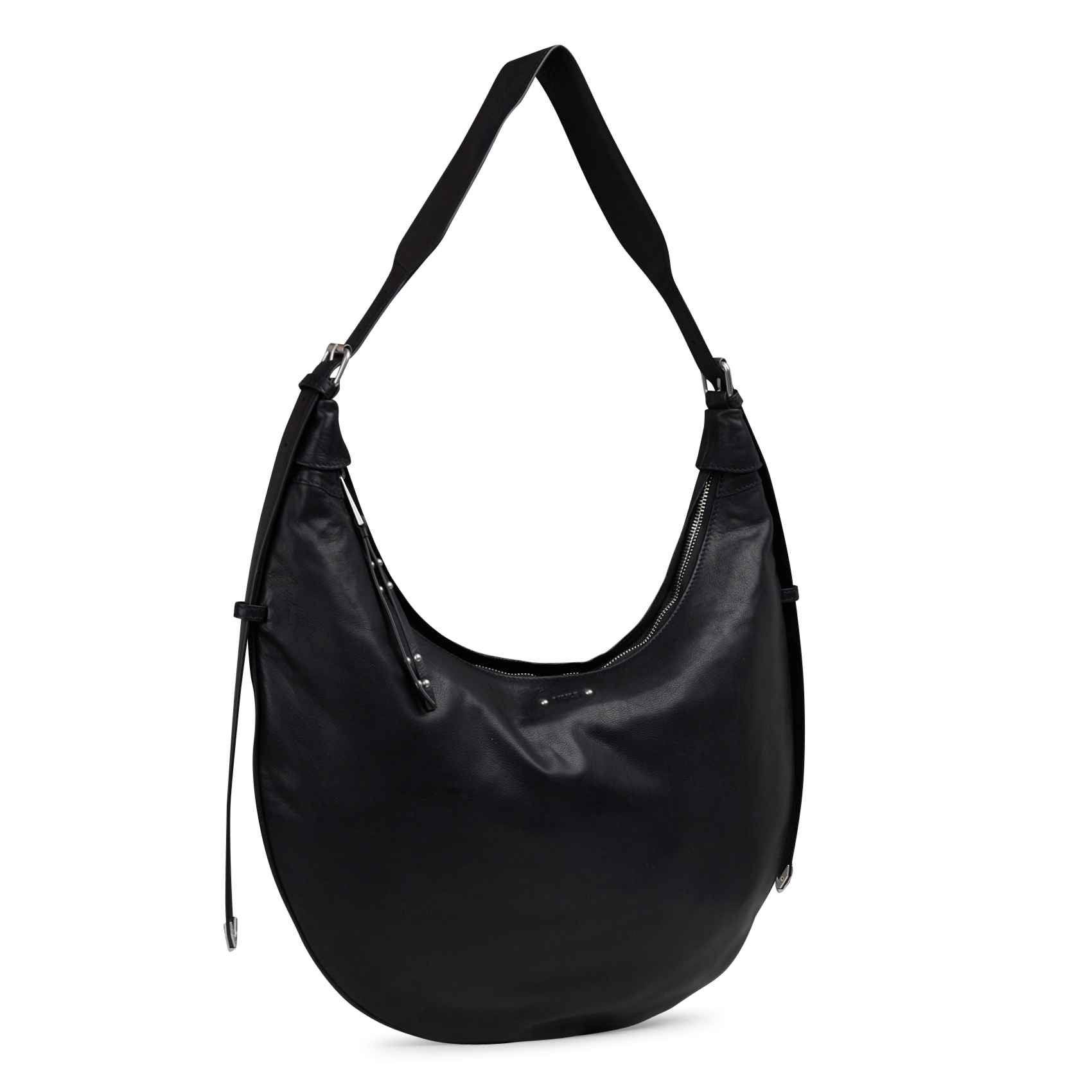 Sac demi-lune en cuir grainé allane l IKKS Noir