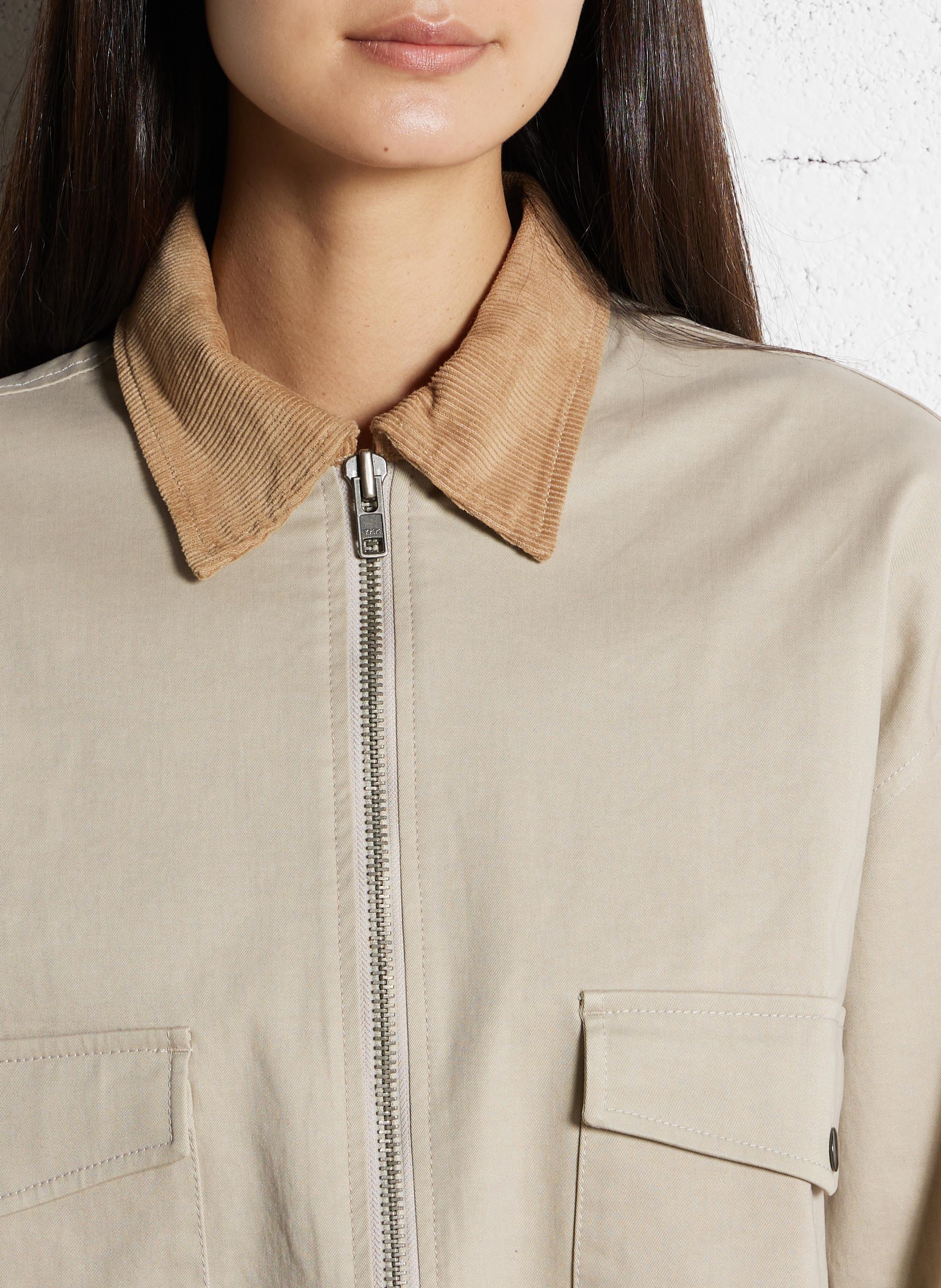 Veste oversize col classique en coton mélangé IKKS Beige
