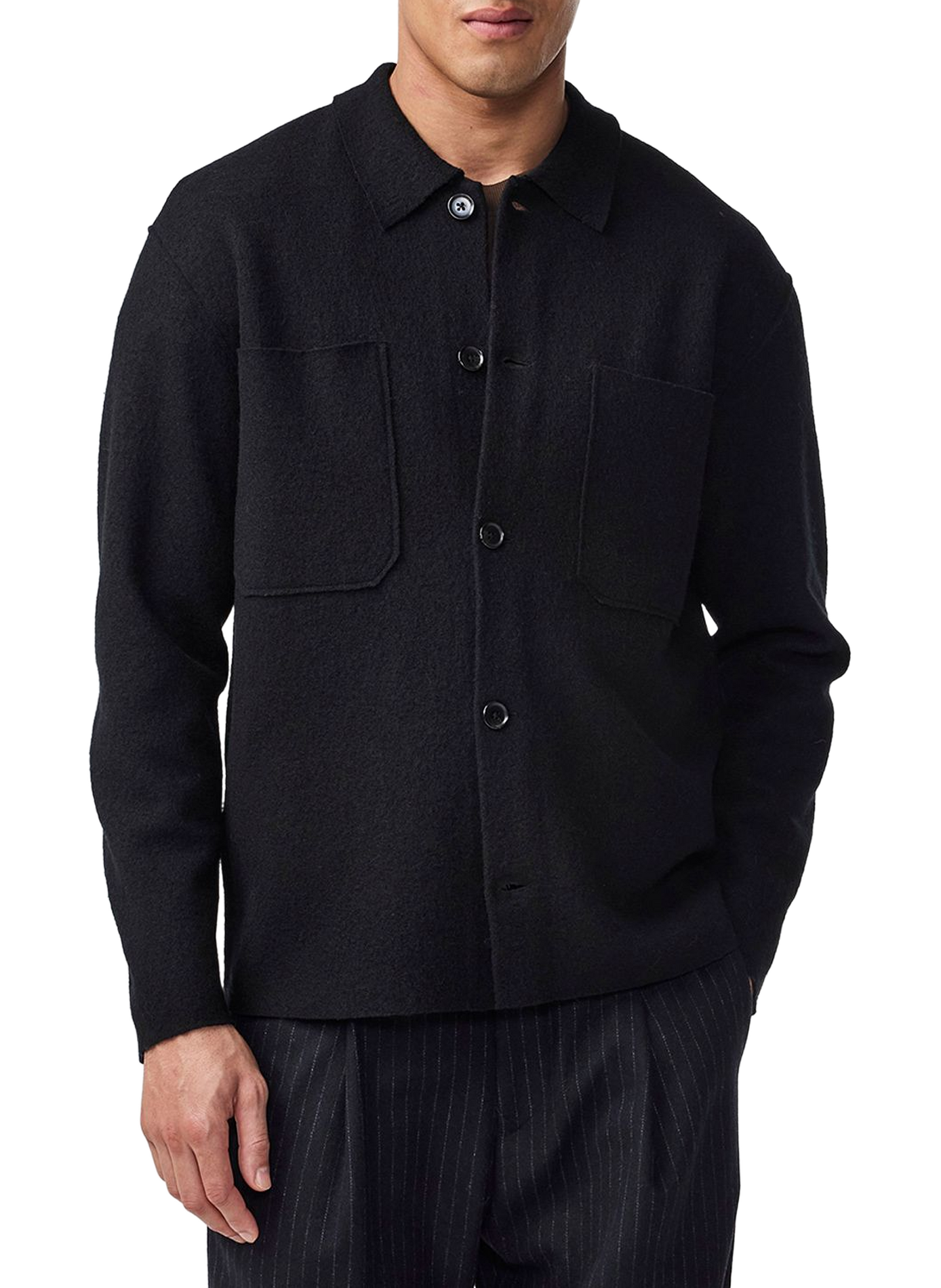 Straight merino wool overshirt NN.07 Black