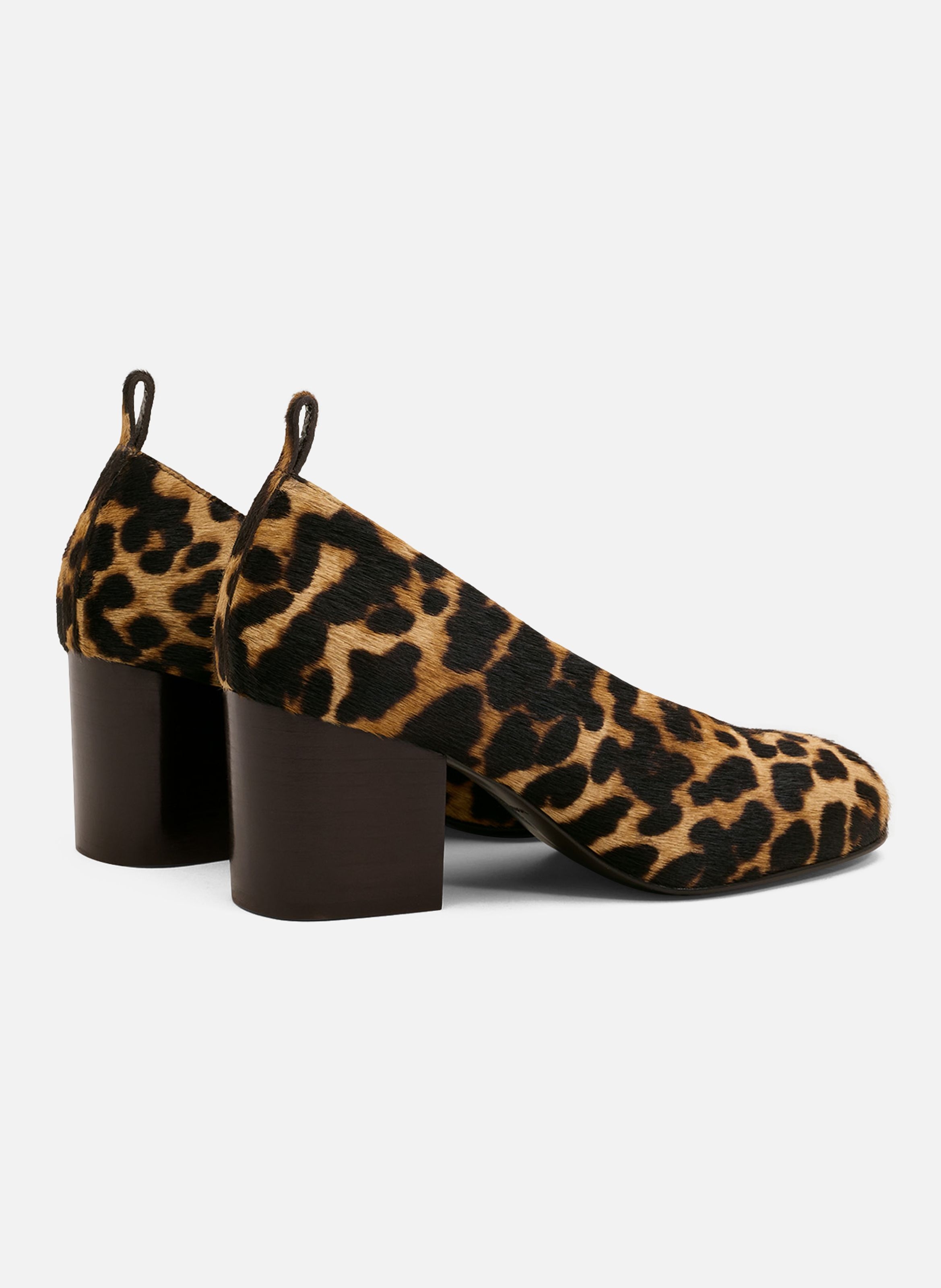Escarpins imprimés léopard en cuir de vachette AMI PARIS Beige