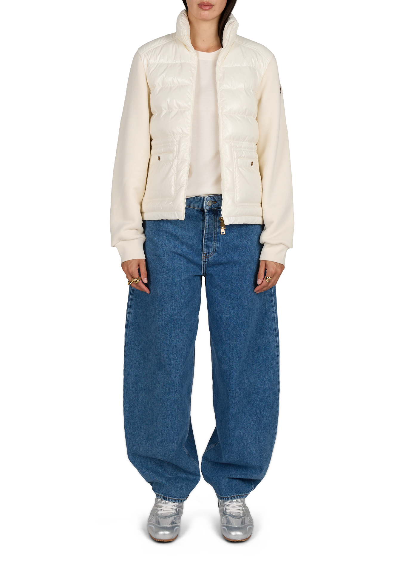 Quilted high-neck cotton blend sweatshirt MONCLER White