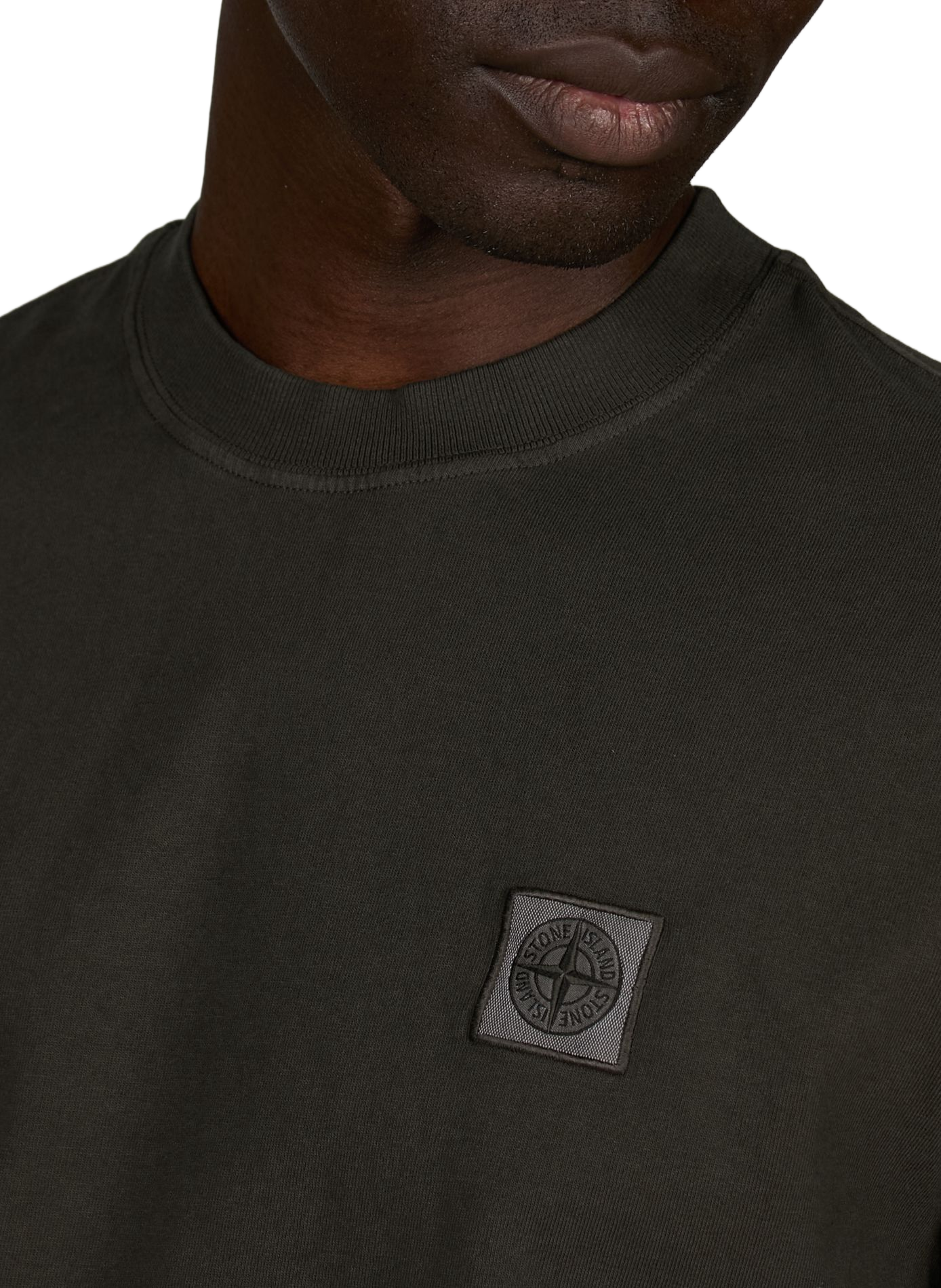 Tee-shirt droit col rond en coton STONE ISLAND Gris