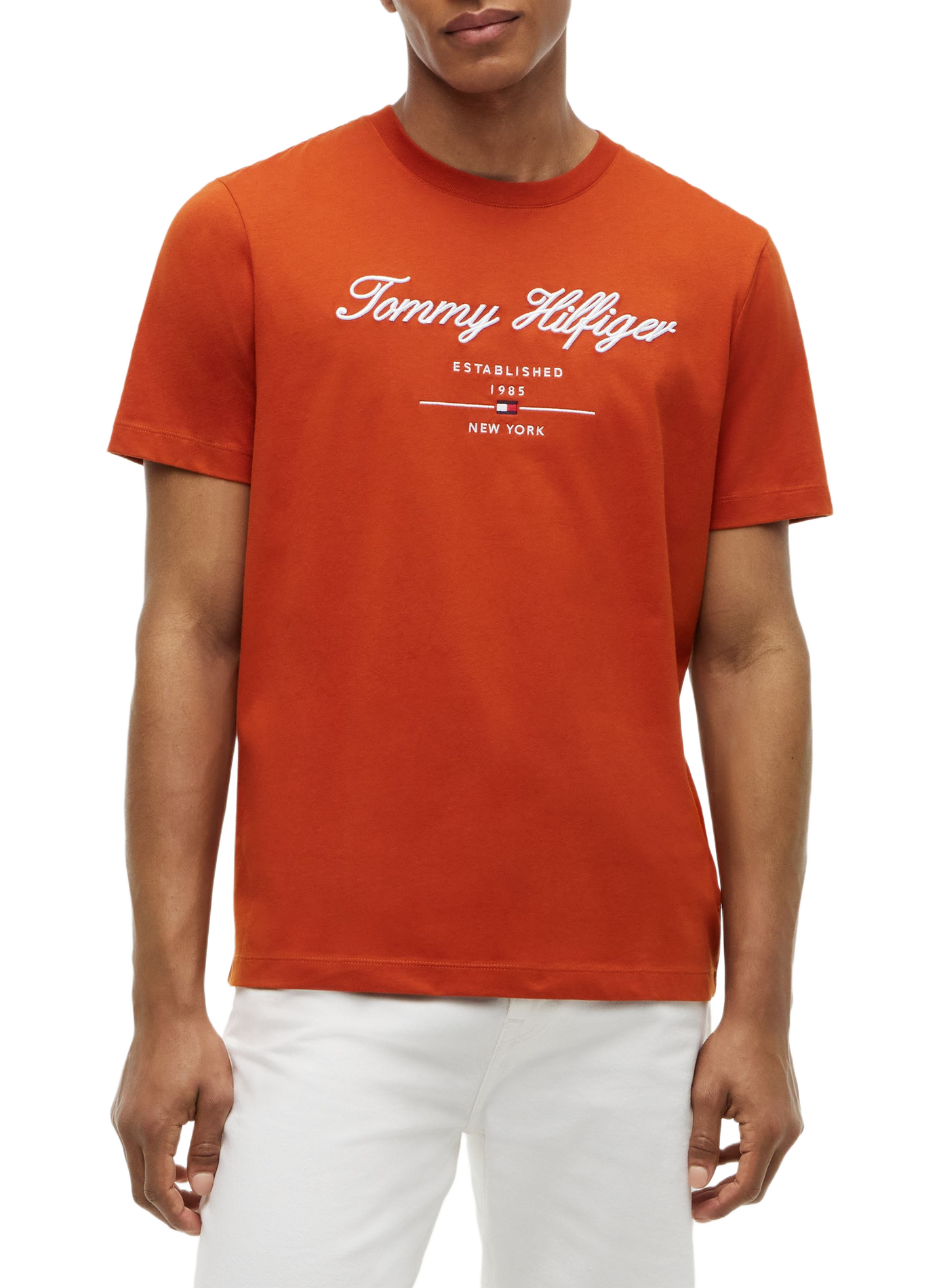 T-shirt manches courtes logo brodé TOMMY HILFIGER Marron