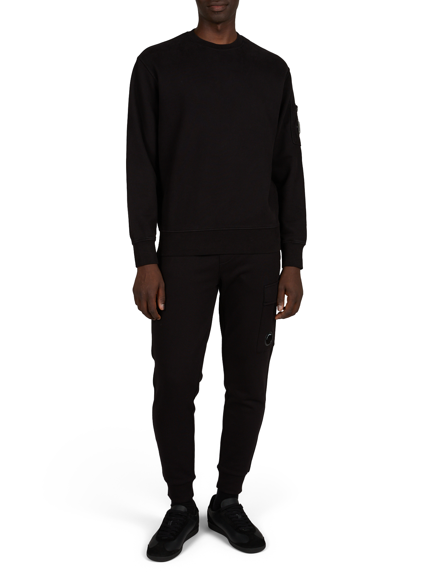 Solid color cotton signature lens pullover CP COMPANY Black