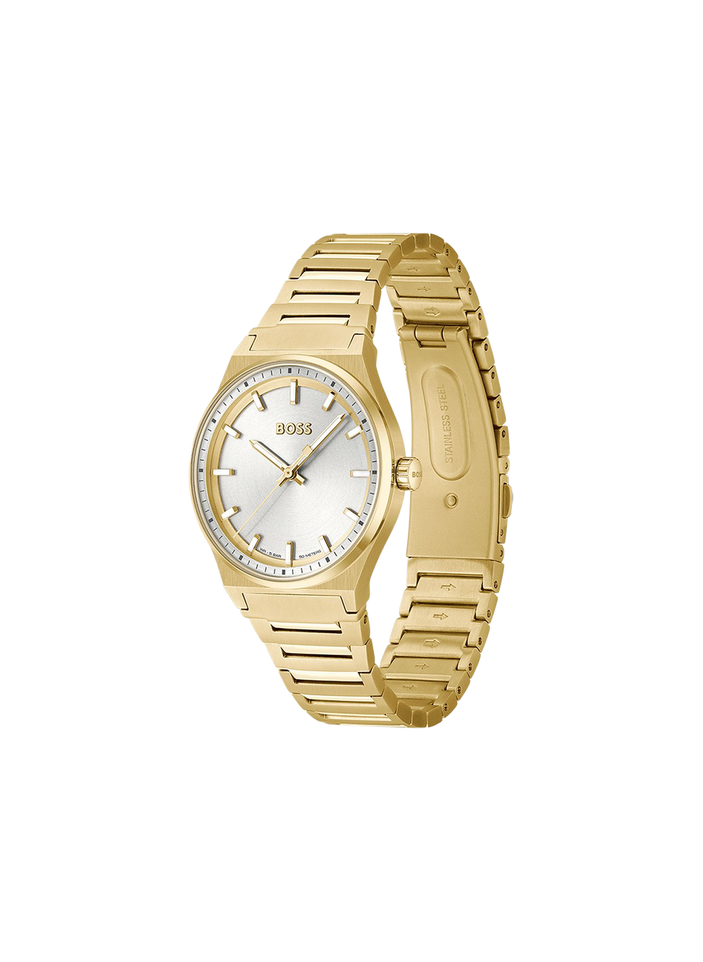 Montre quartz Candor en acier inoxydable BOSS White