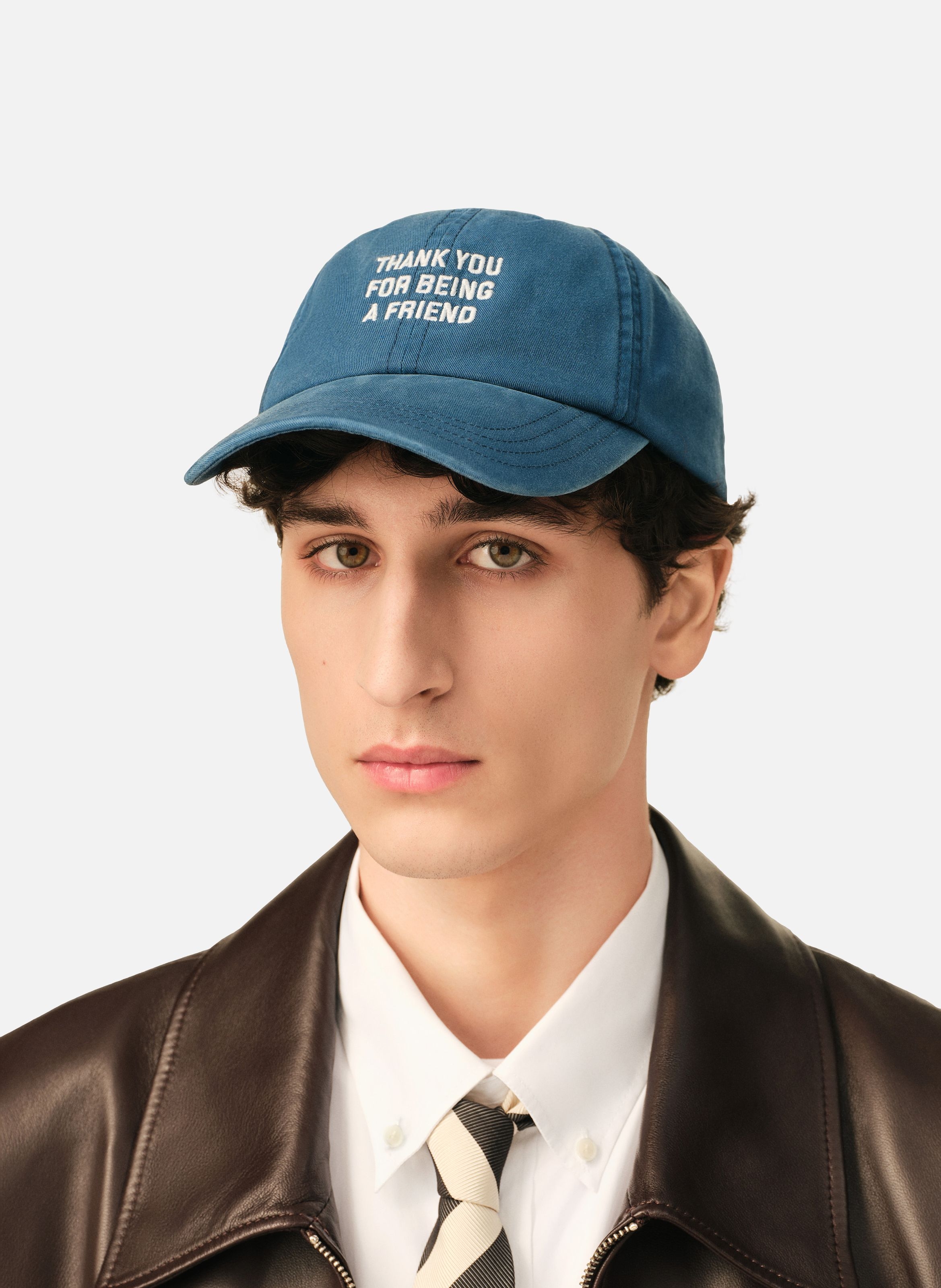 Casquette unisexe en coton "thank you for being a friend" AMI PARIS Bleu