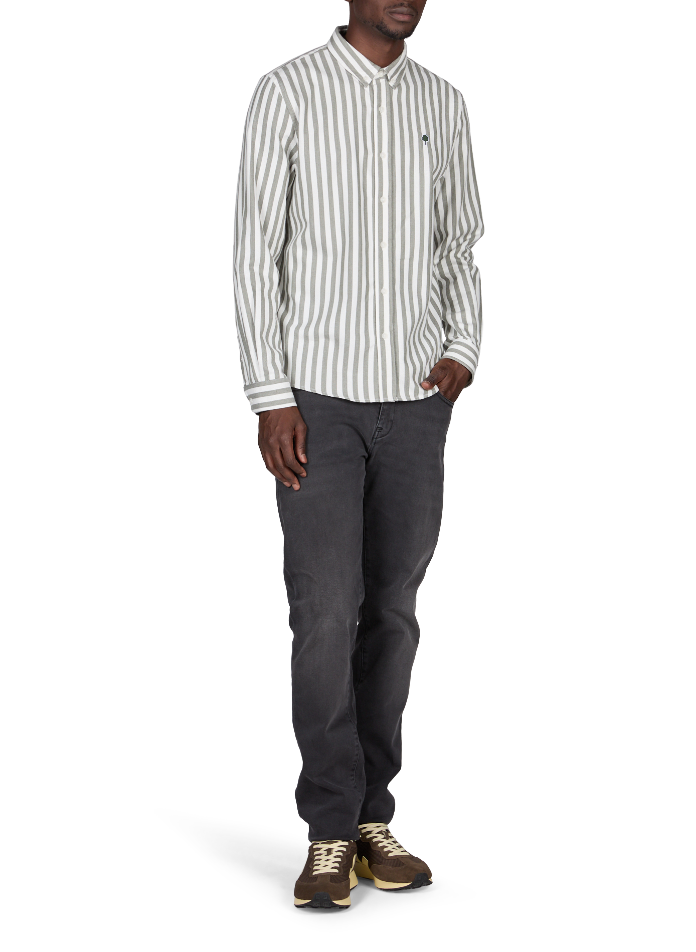 American collar shirt with stripes FAGUO Green