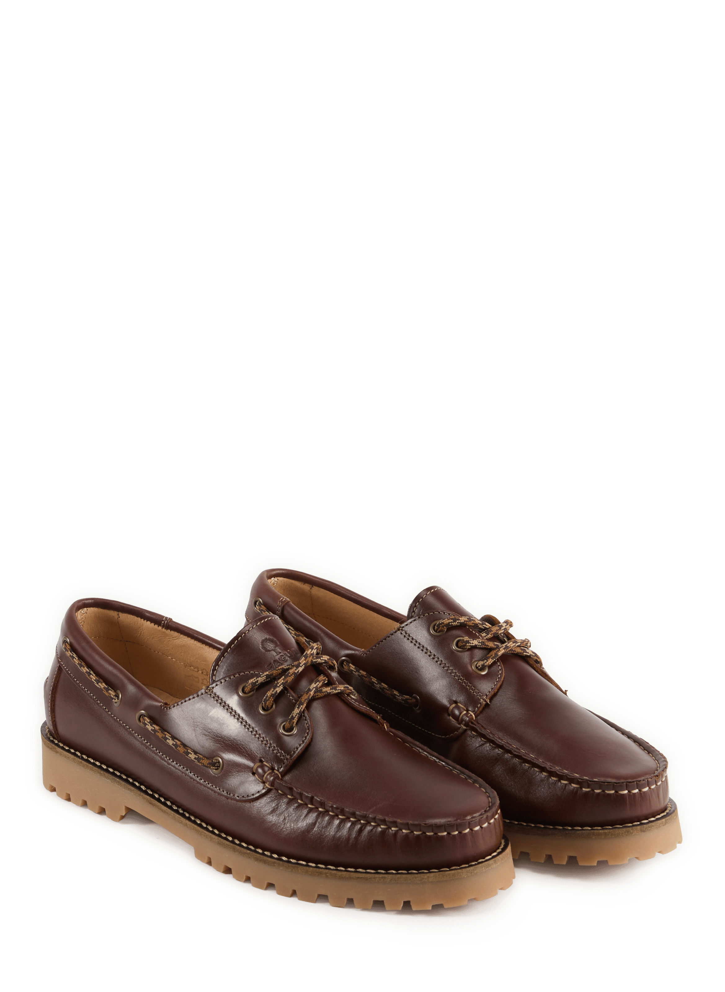 Larch leather lace-up boat shoes FAGUO Brown