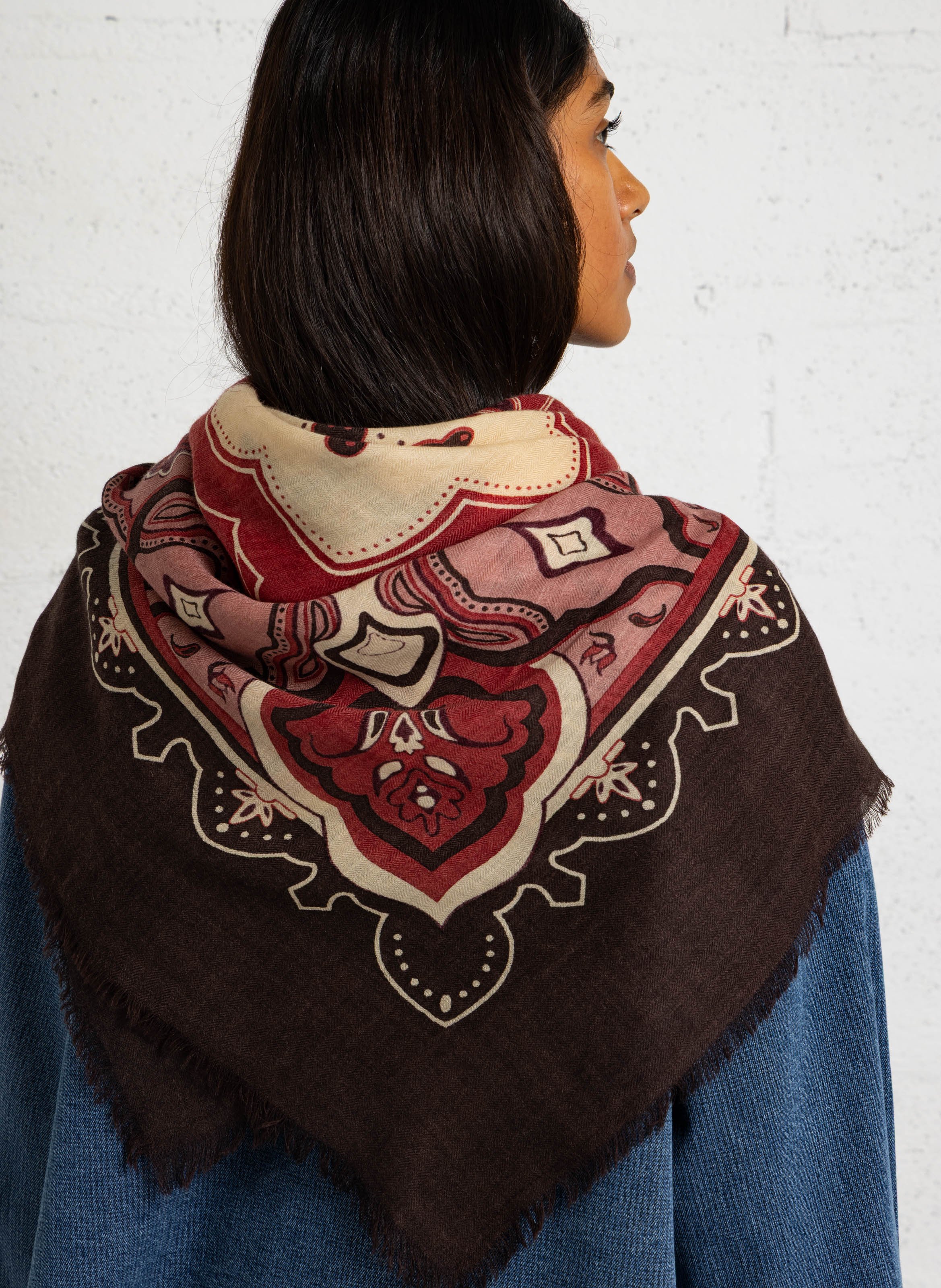 Foulard imprimé en laine remy MAISON 123 Rouge