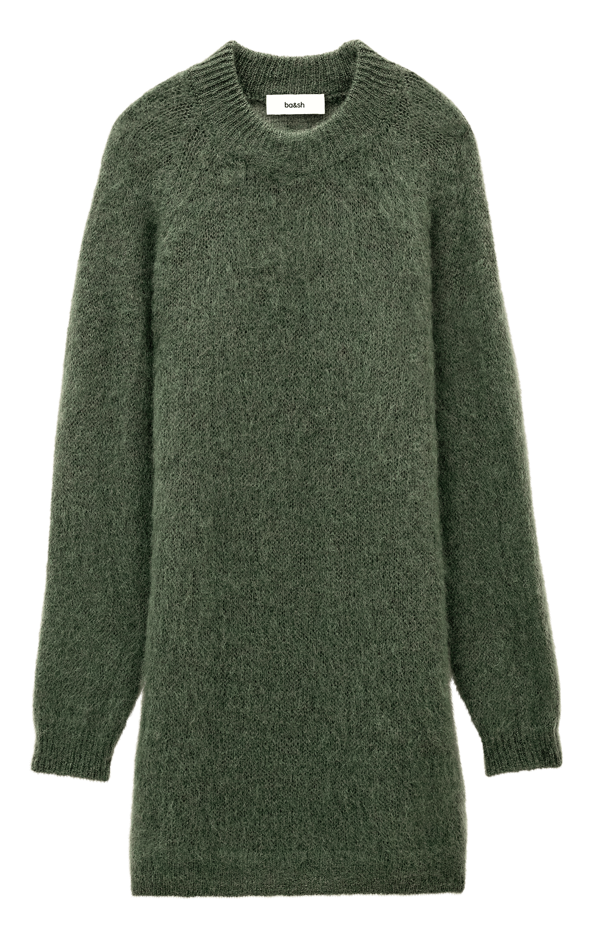 Robe pull courte en laine mélangée funk BA&SH Kaki