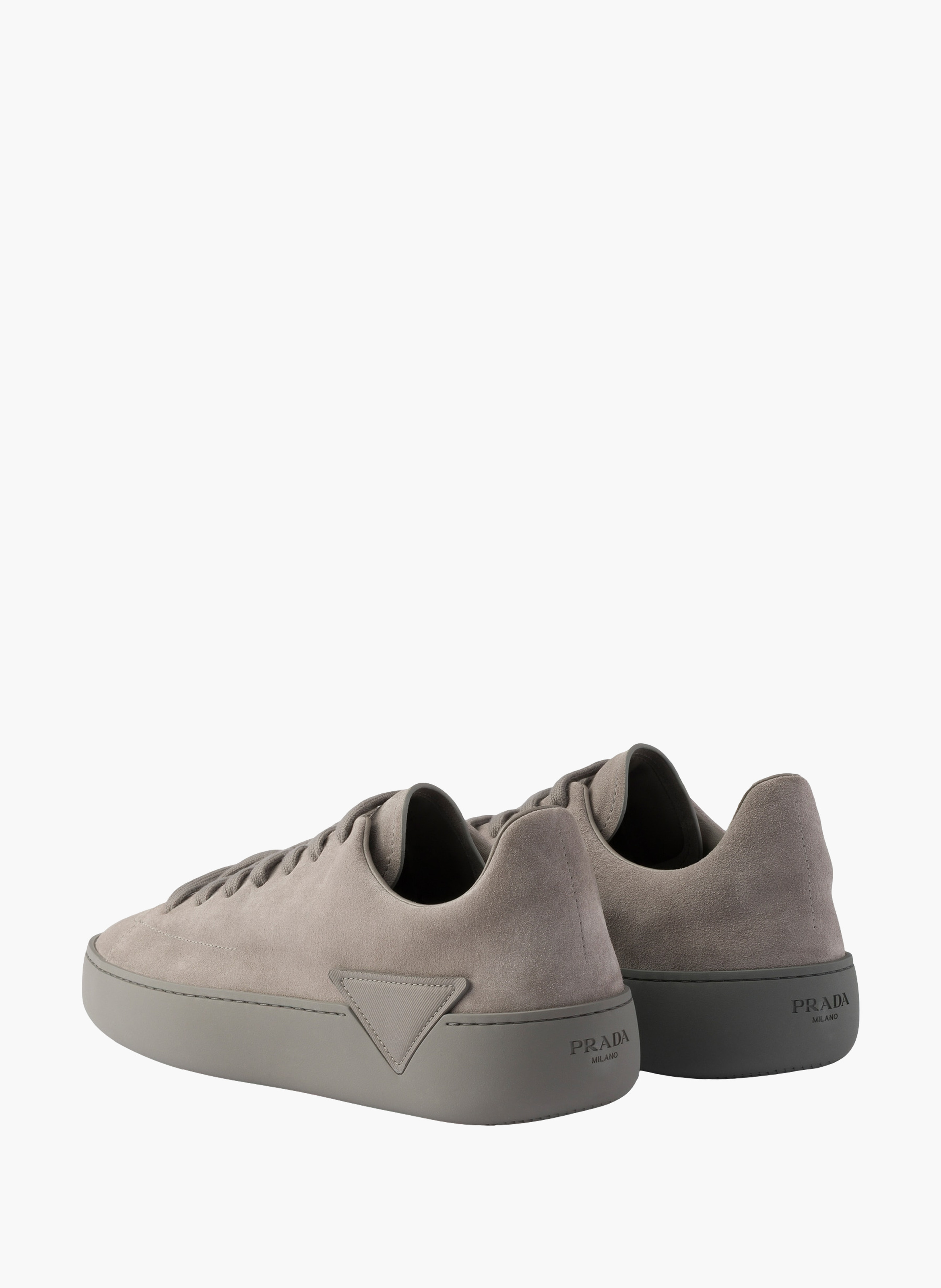 Baskets en cuir velours prada court PRADA Argent
