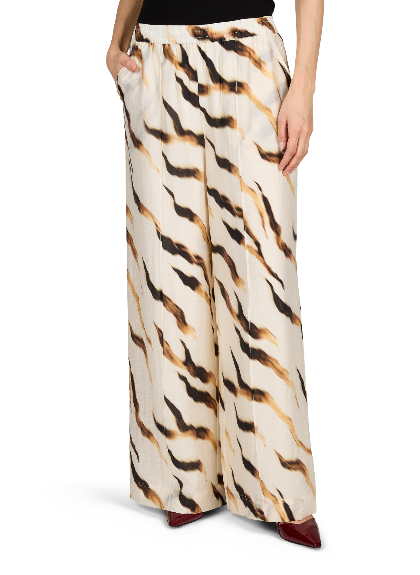 Wijde soepele broek met print ROUGE EDIT Beige