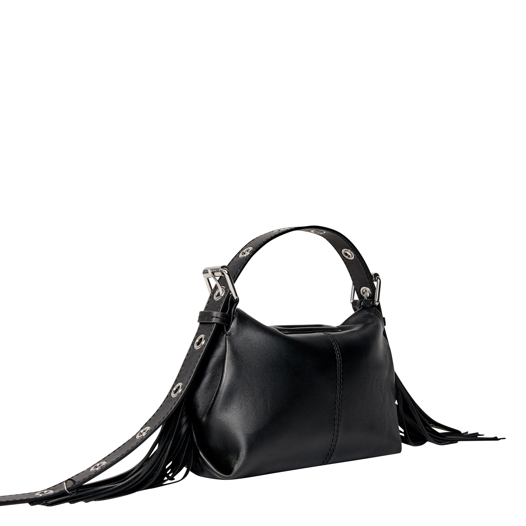 Sac bandoulière en cuir lisse miss m mini MAJE Noir