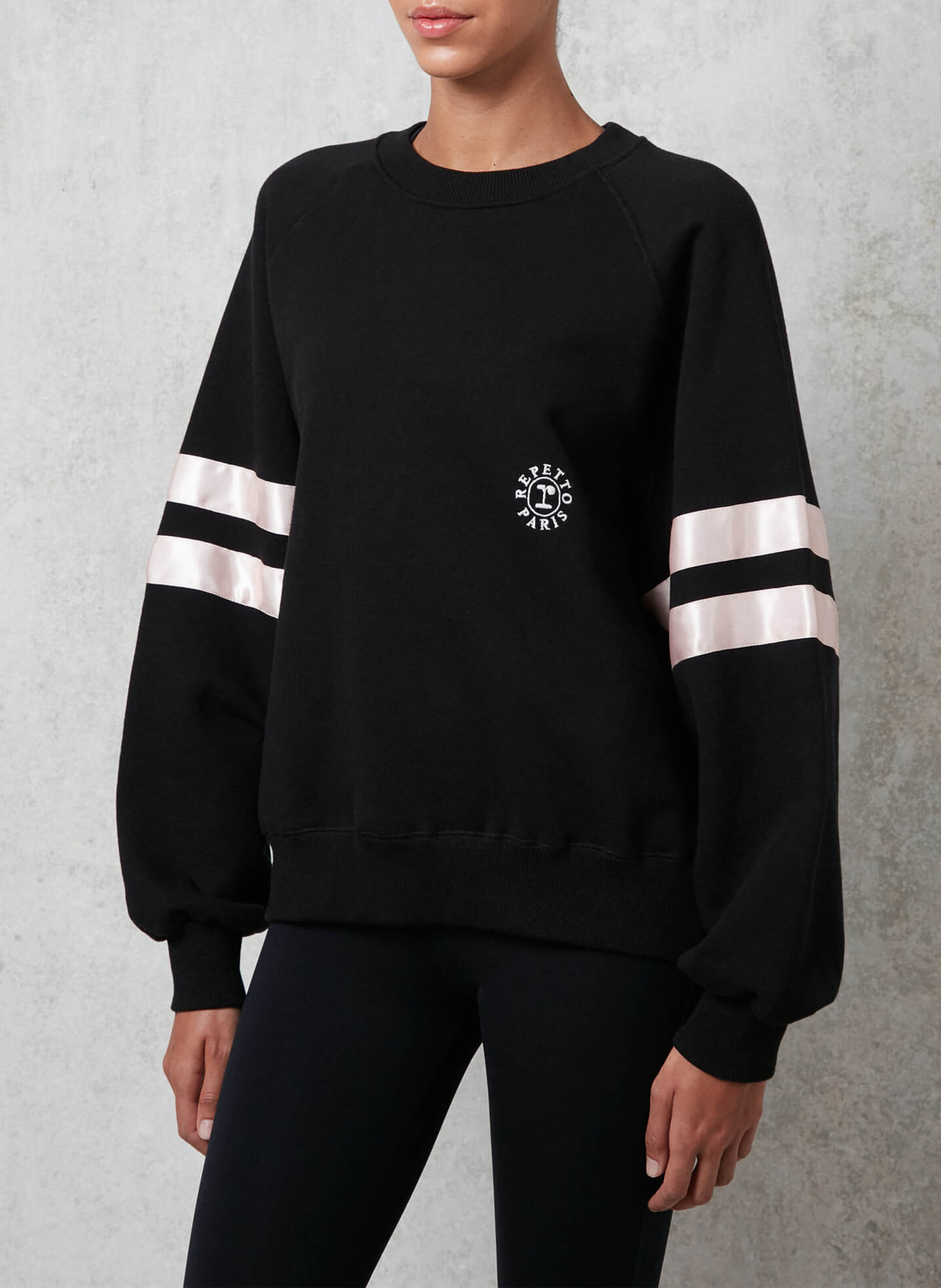Sweatshirt col rond en coton mélangé REPETTO Noir
