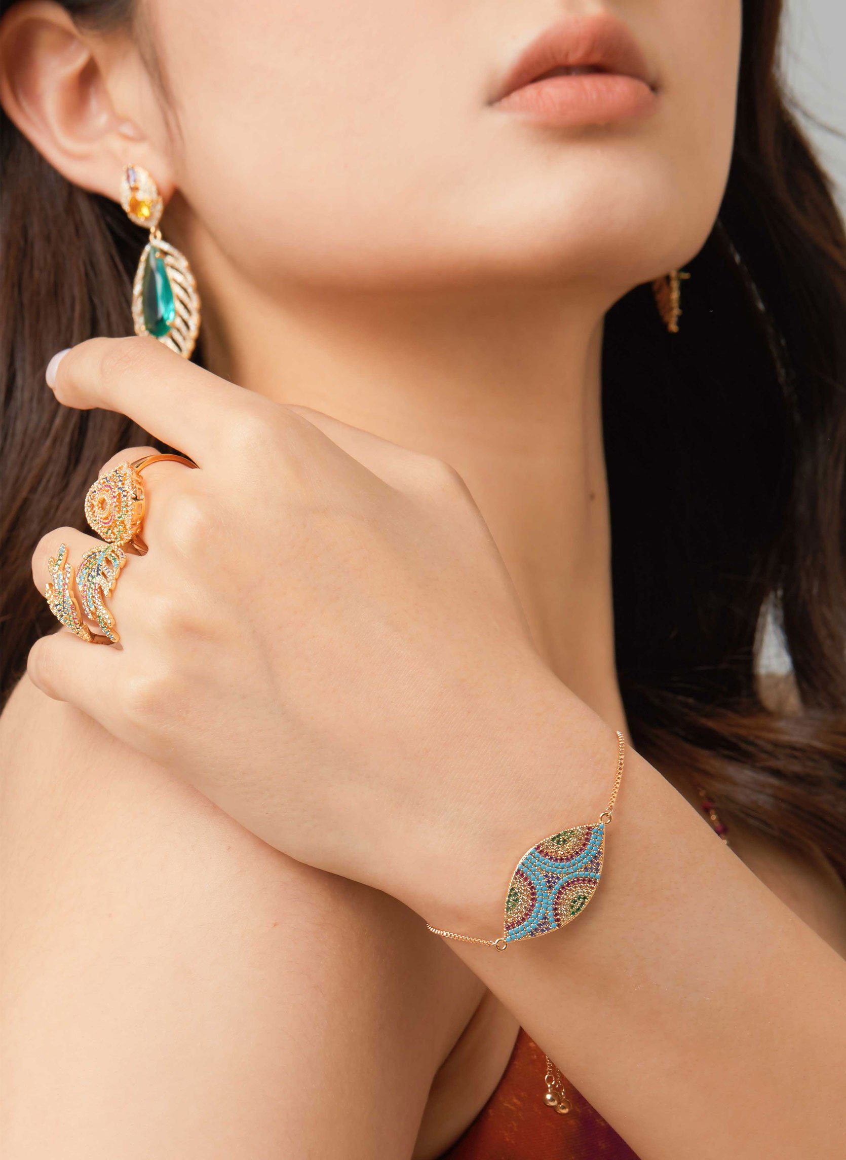 Bracelet chaîne avec perles et zircons effet diamants edilys HIPANEMA Doré