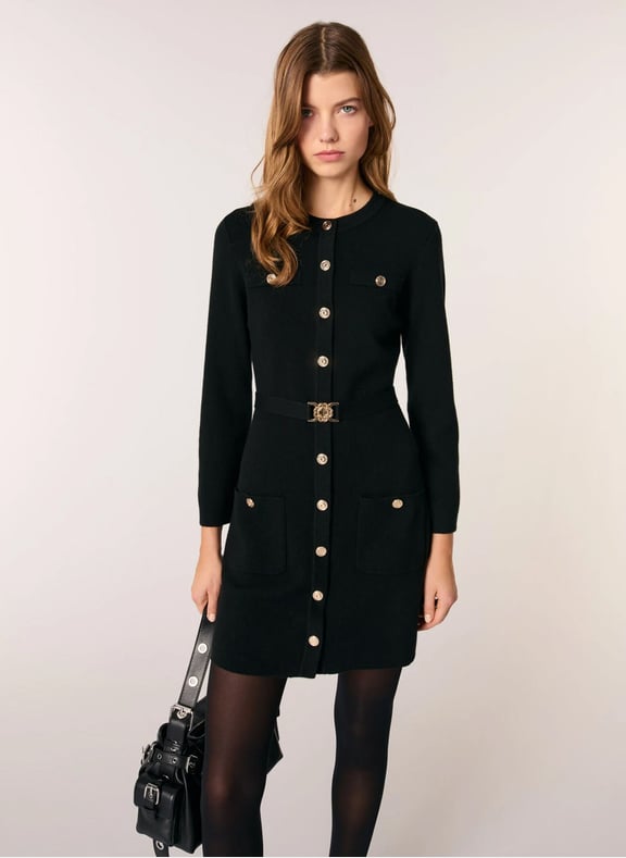 Robe courte ceinturée avec boléro Noir by MAJE MAJE Robe courte ceinturée avec boléro Noir