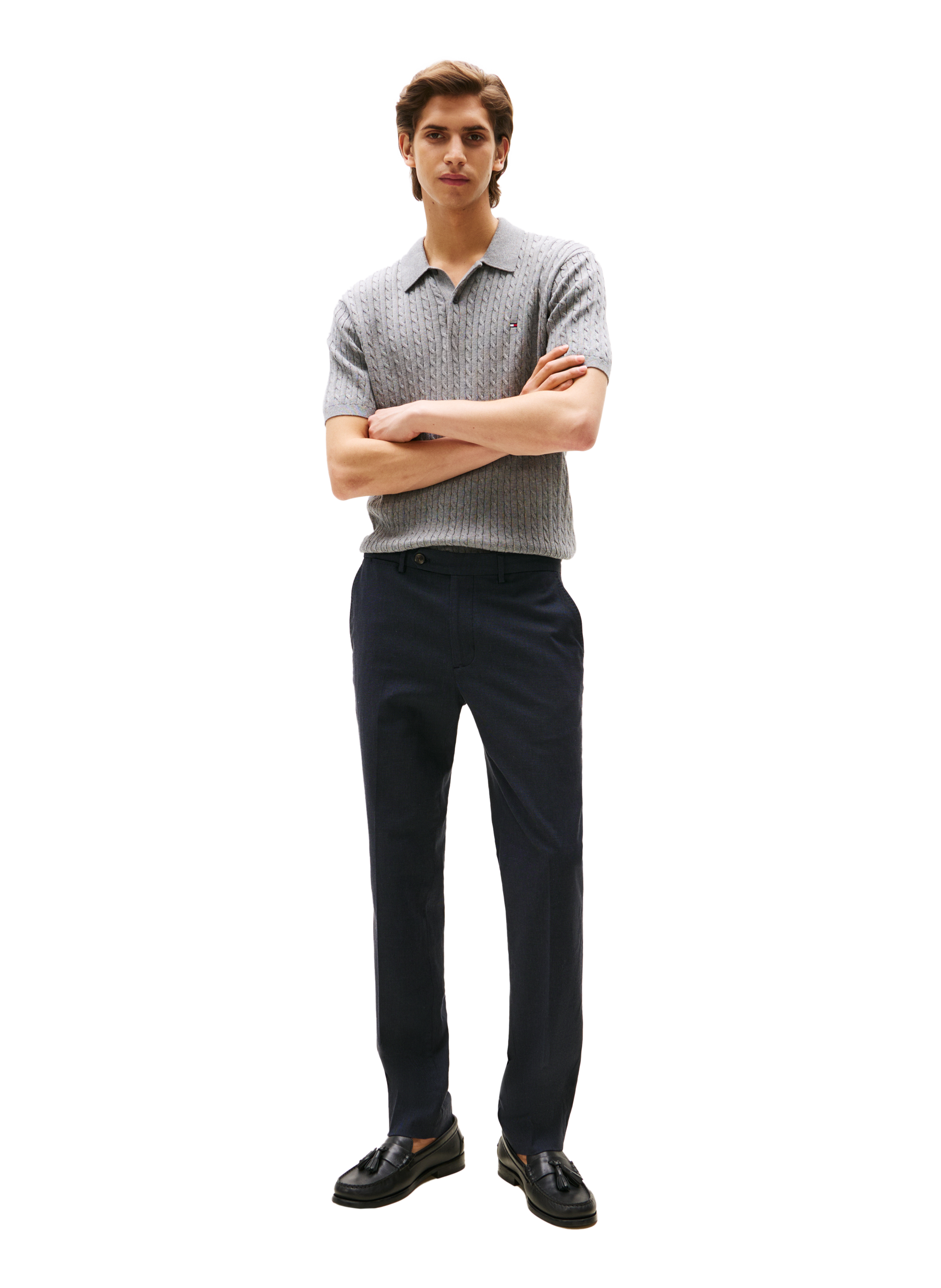 Cotton blend straight trousers TOMMY HILFIGER Blue