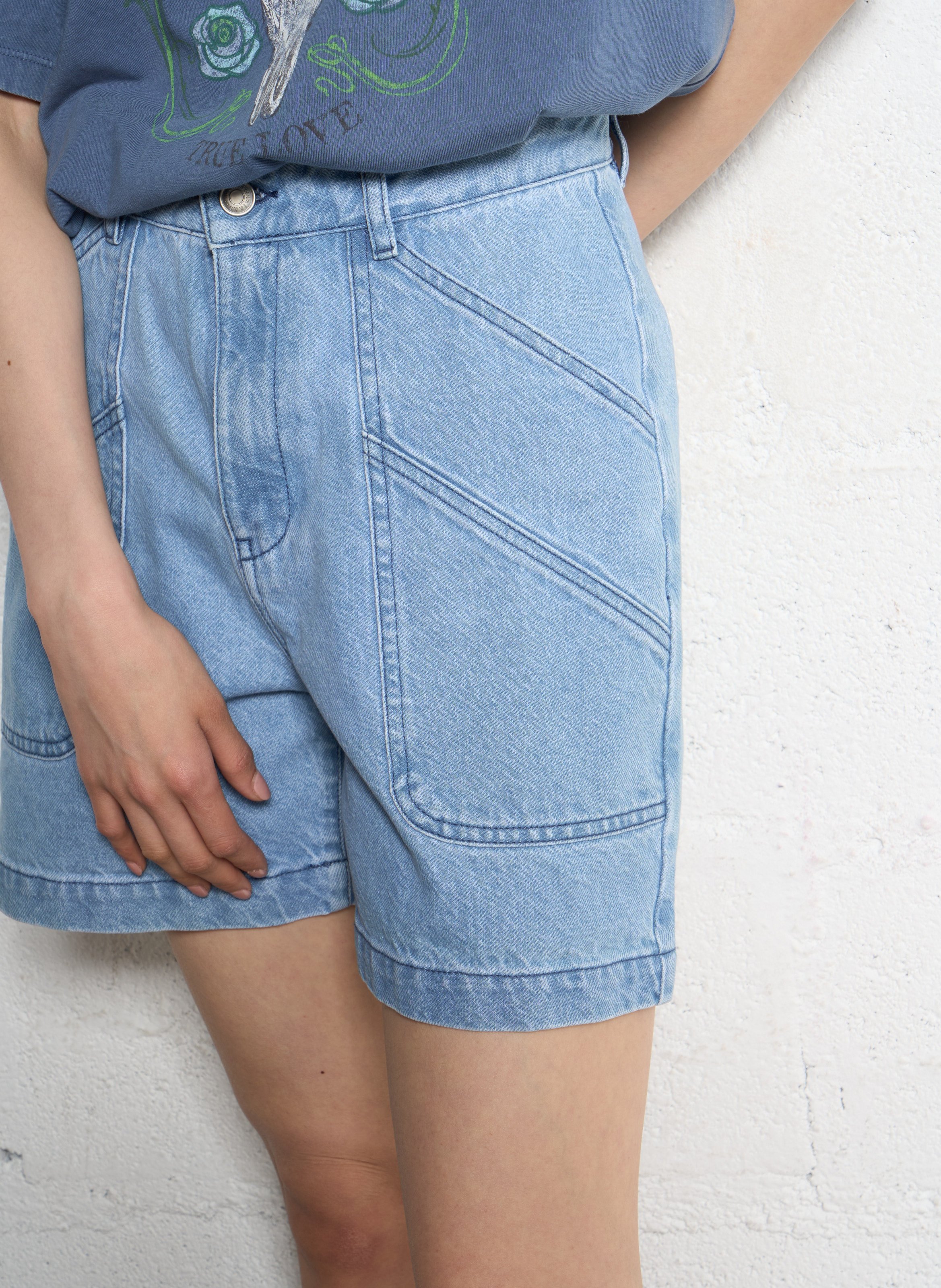 Short droit en coton IKKS Bleu
