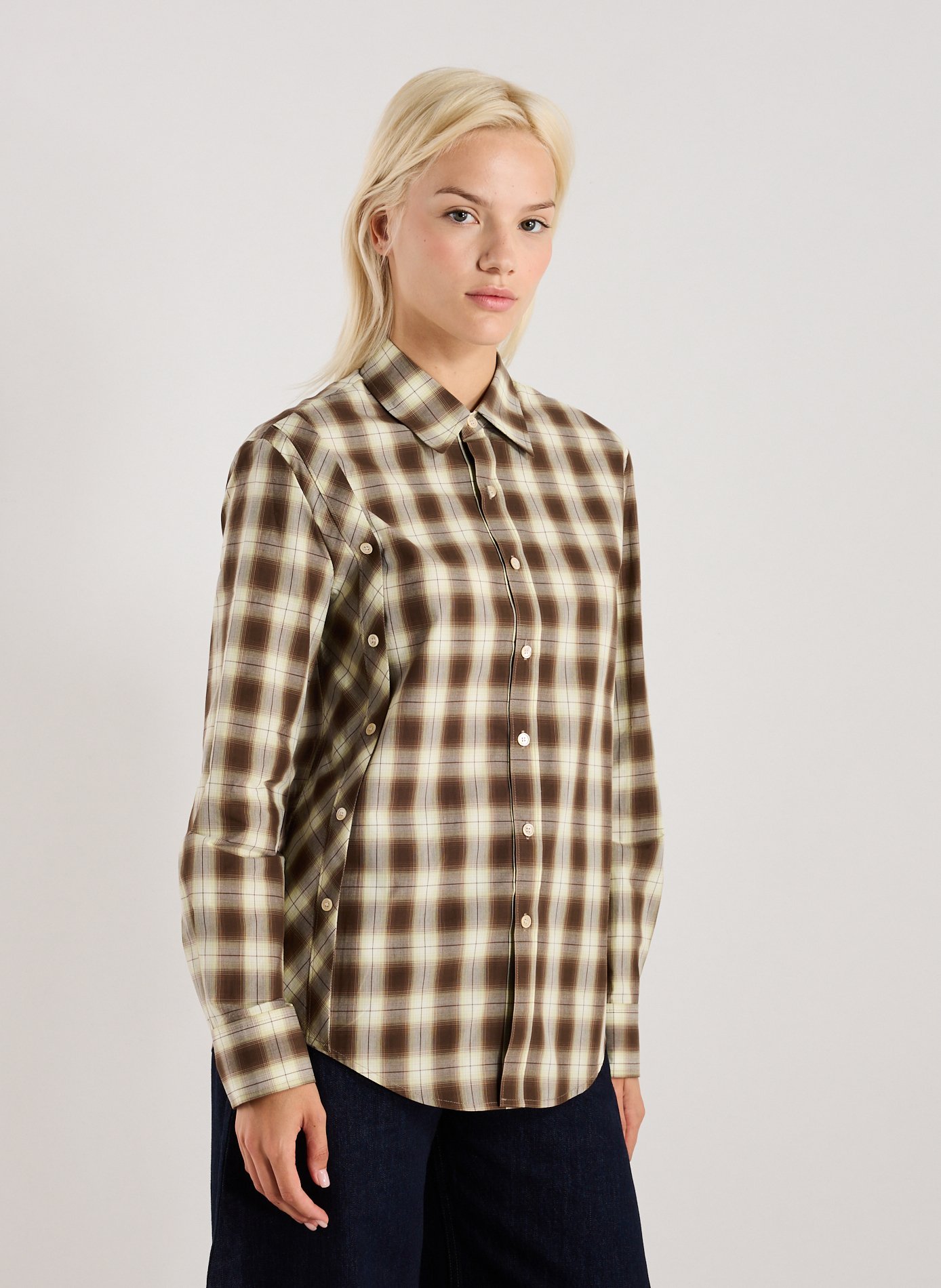EENK Chemise droite à carreaux en coton Multicolore