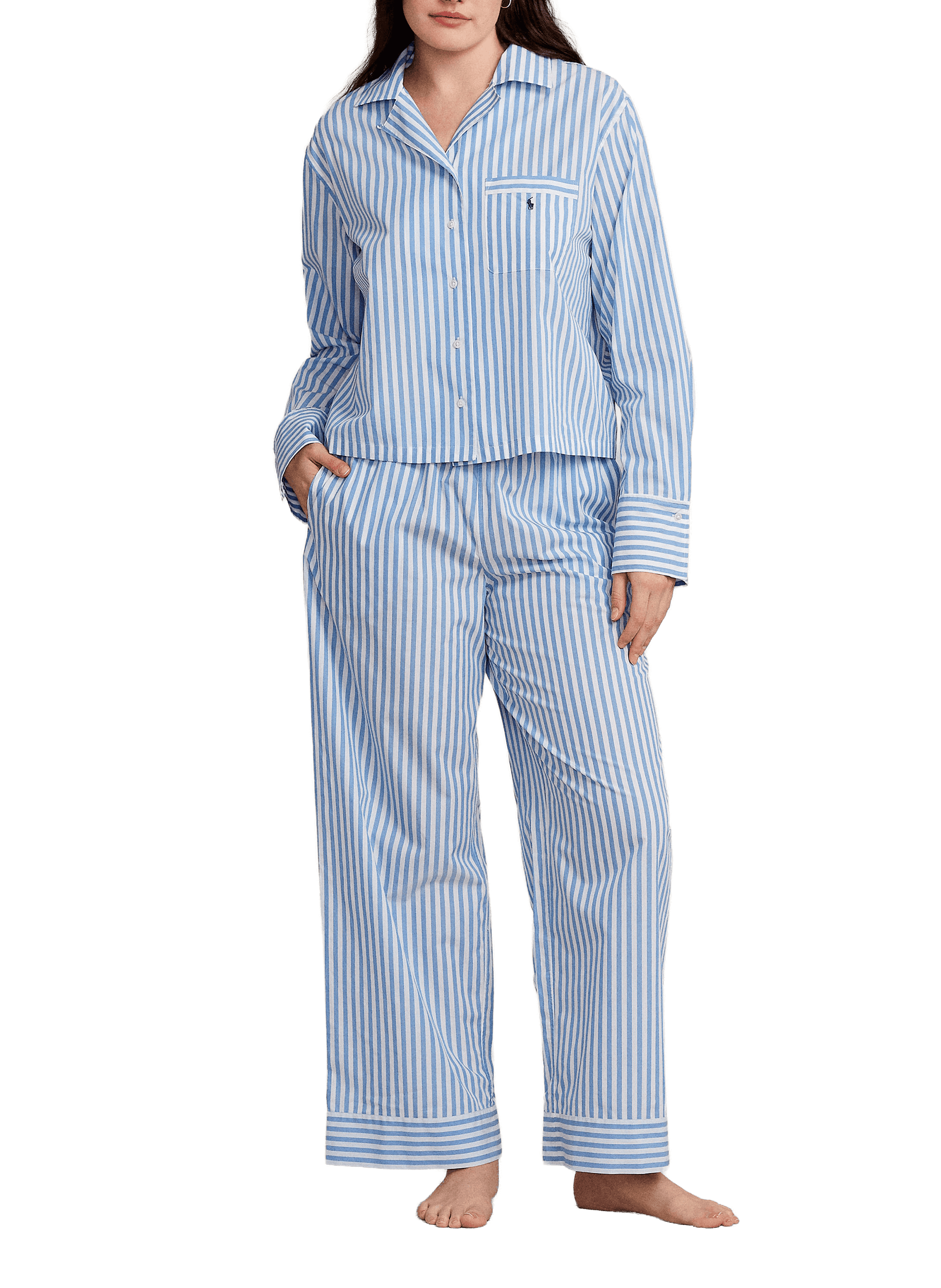 POLO RALPH LAUREN Striped cotton pajama set Blue