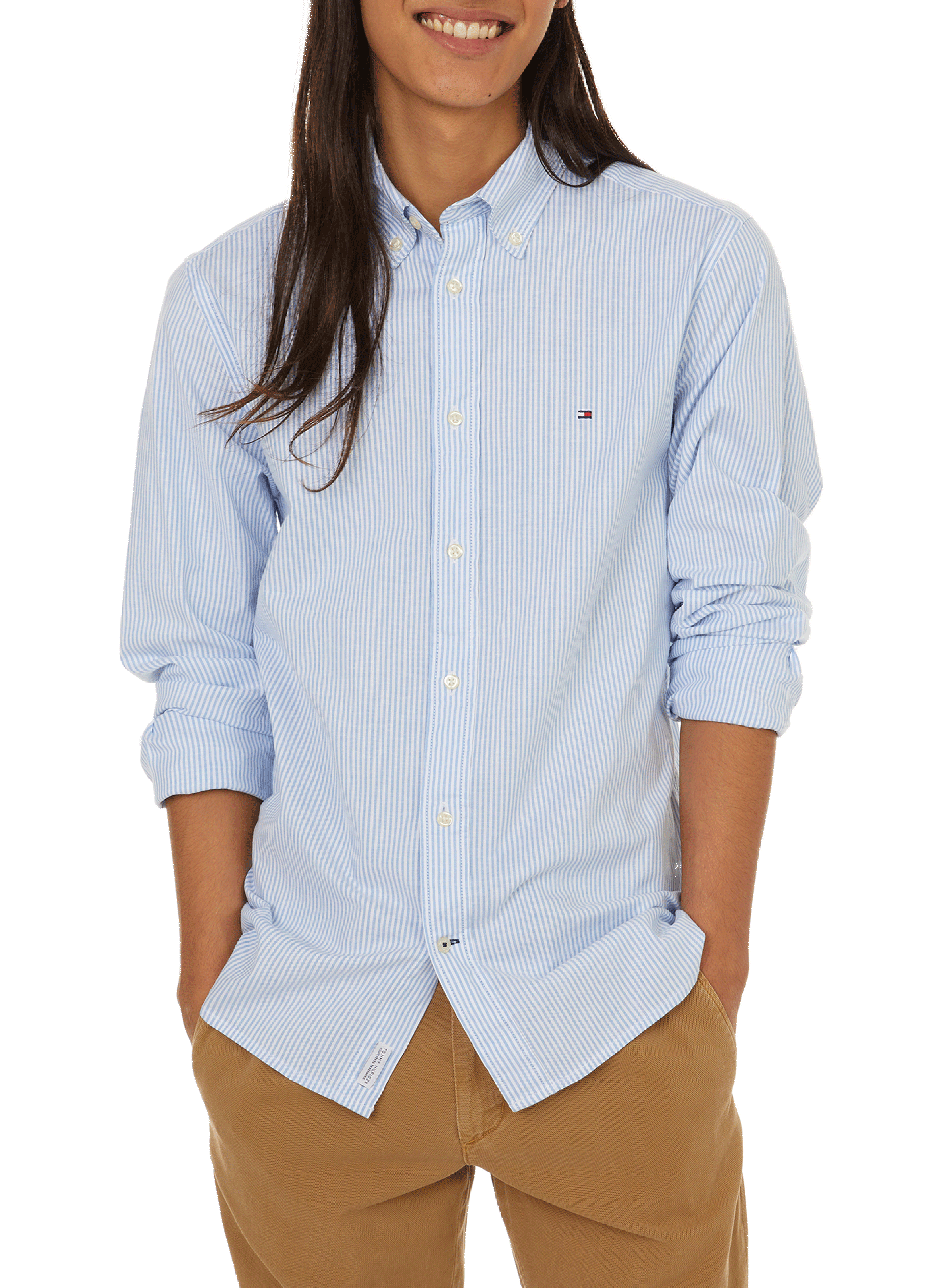 TOMMY HILFIGER Striped organic cotton shirt Blue