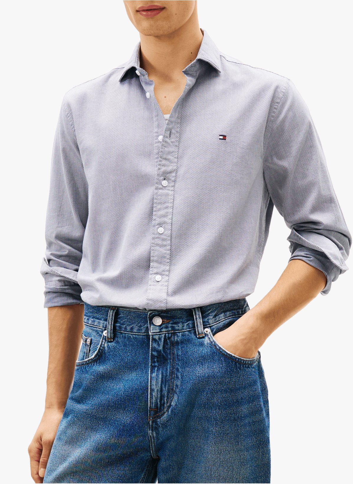 Chemise manches longues à motif en coton