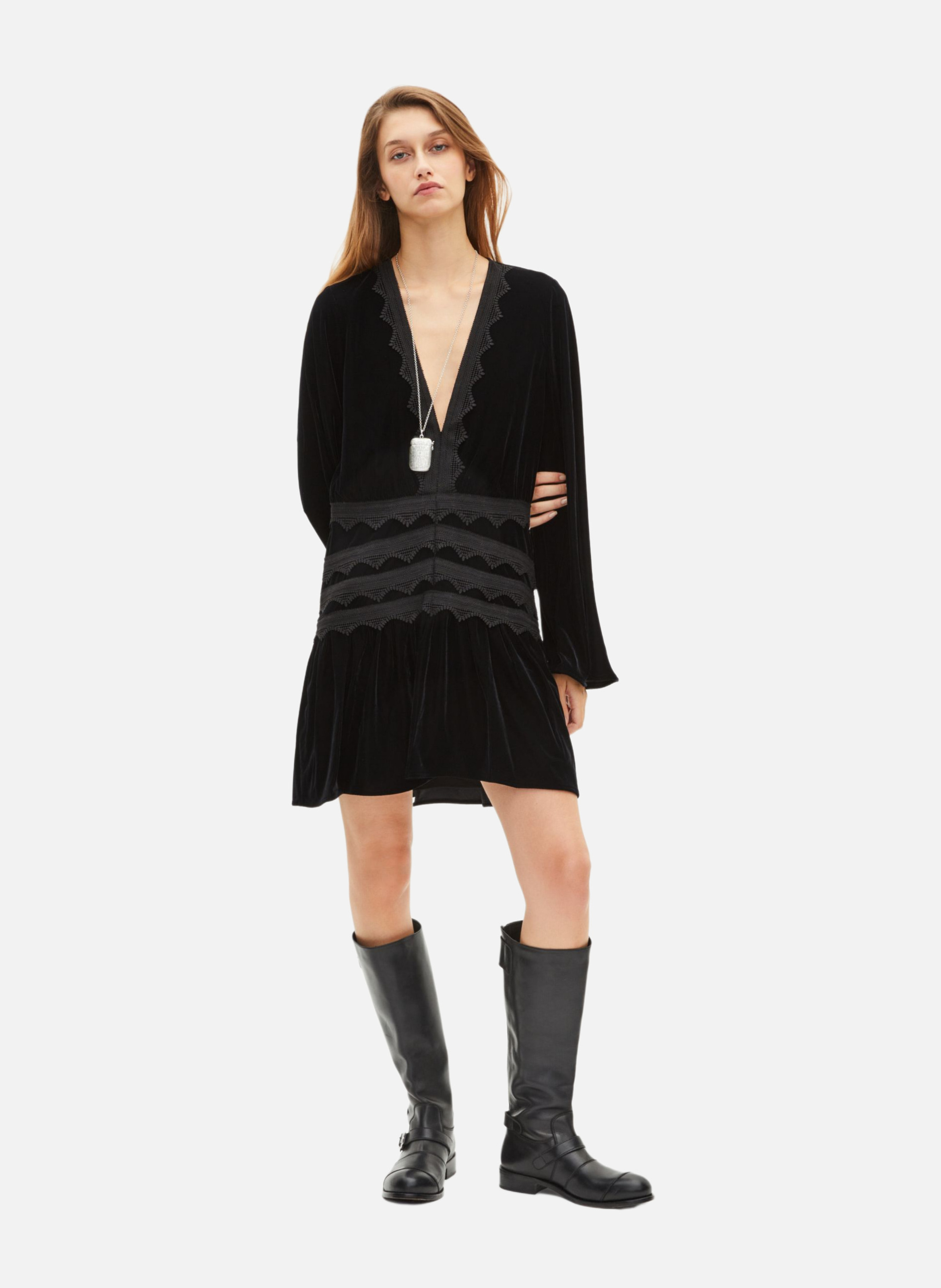 THE KOOPLES Robe courte en velours Noir