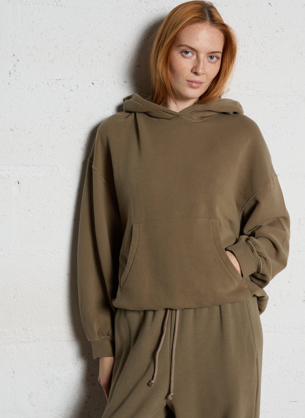 AMERICAN VINTAGE Sweat à capuche ample chiné atubay Vert