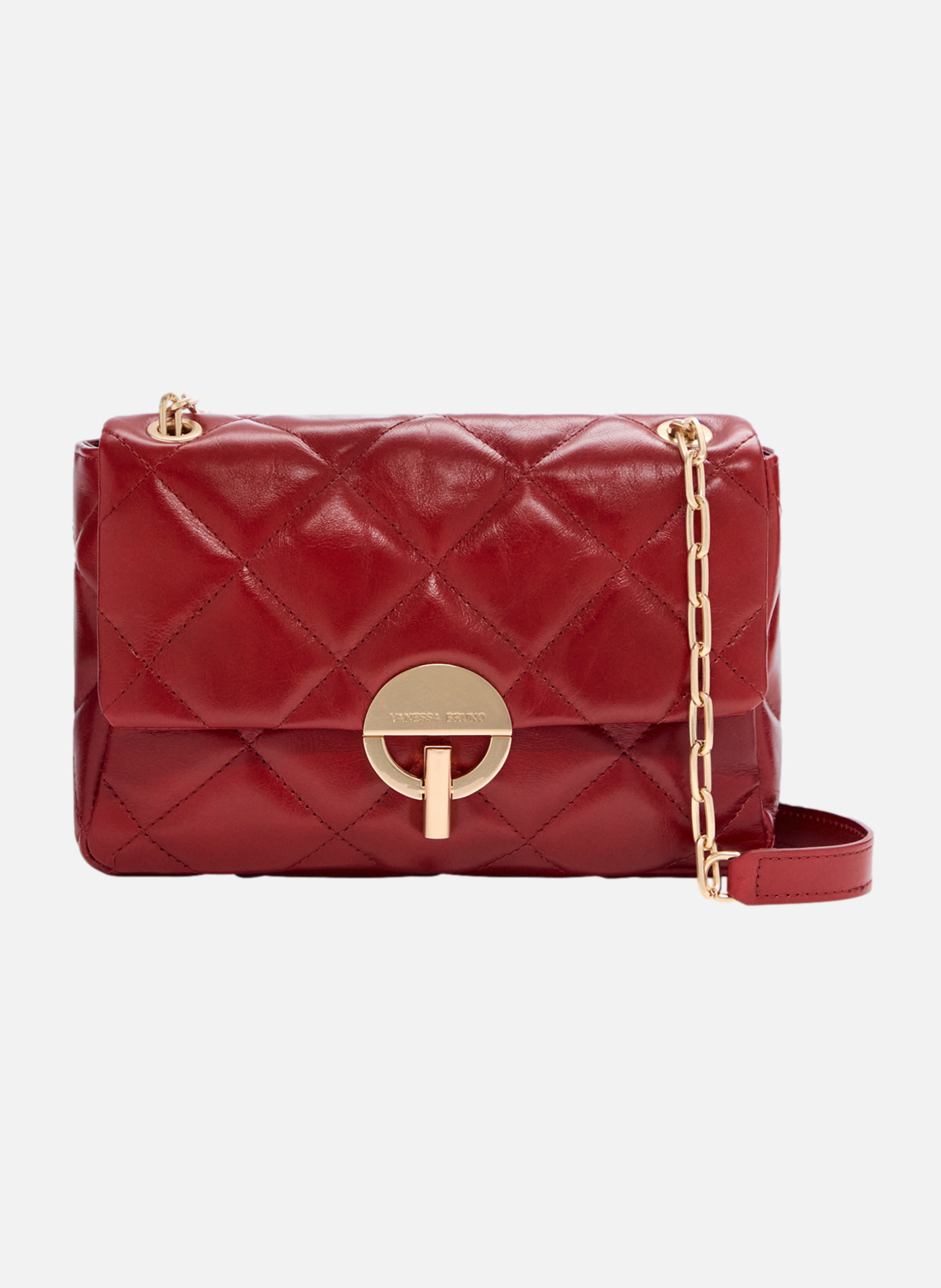 Grand sac moon en cuir  Rubis