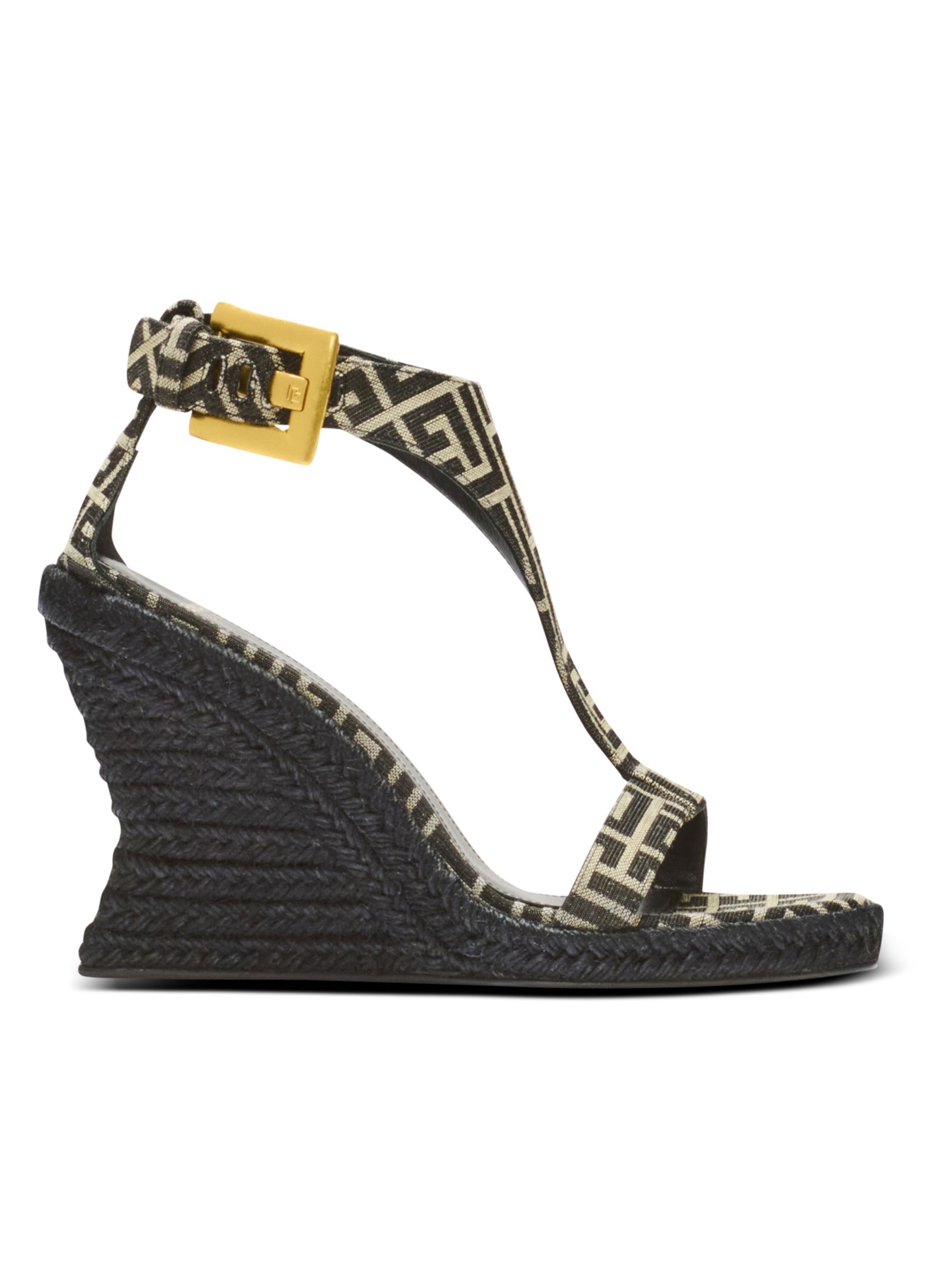 Espadrilles compensées anthem en jacquard monogramme BALMAIN Noir
