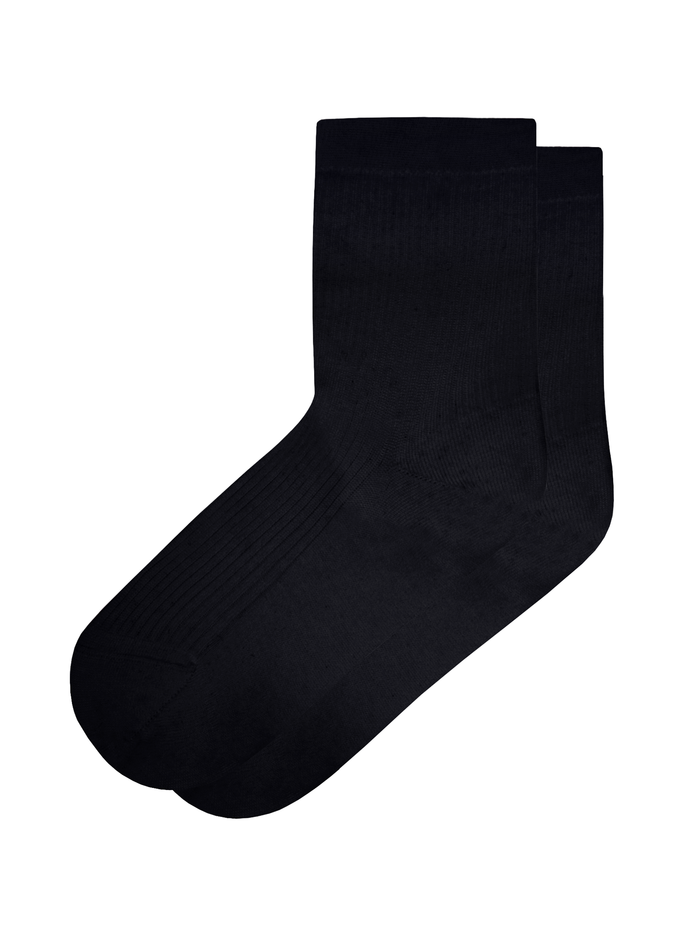 Chaussettes mi-hautes Côtes Fil d'Ecosse en coton mélangé LE BOURGET Noir