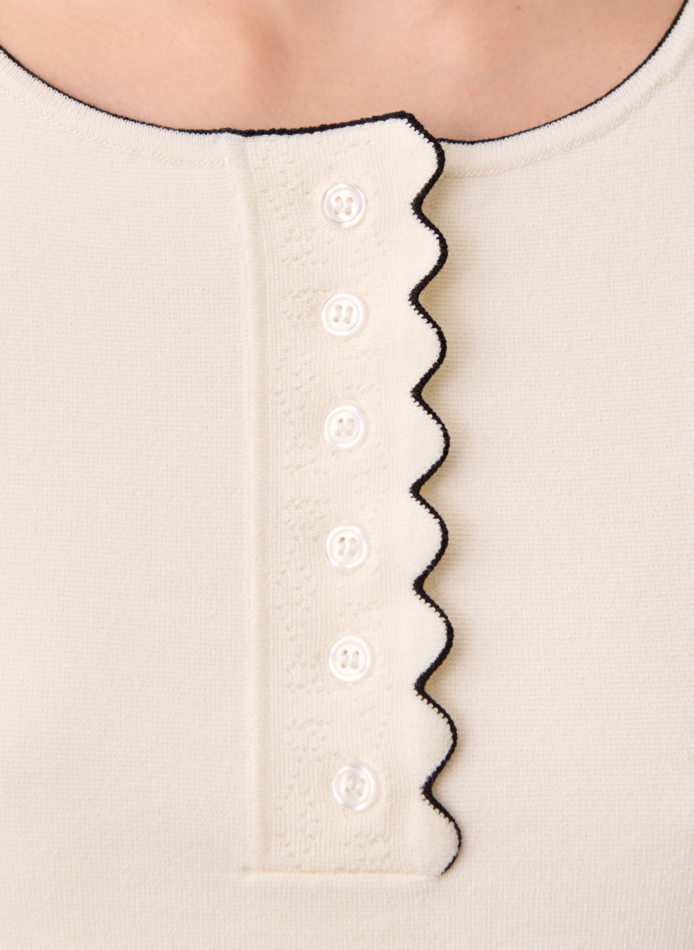 Top droit col rond en maille CLAUDIE PIERLOT Beige