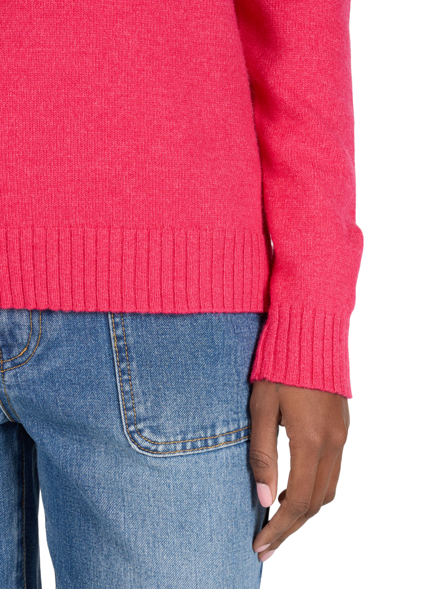 Ribbed V-neck sweater VILA Pink